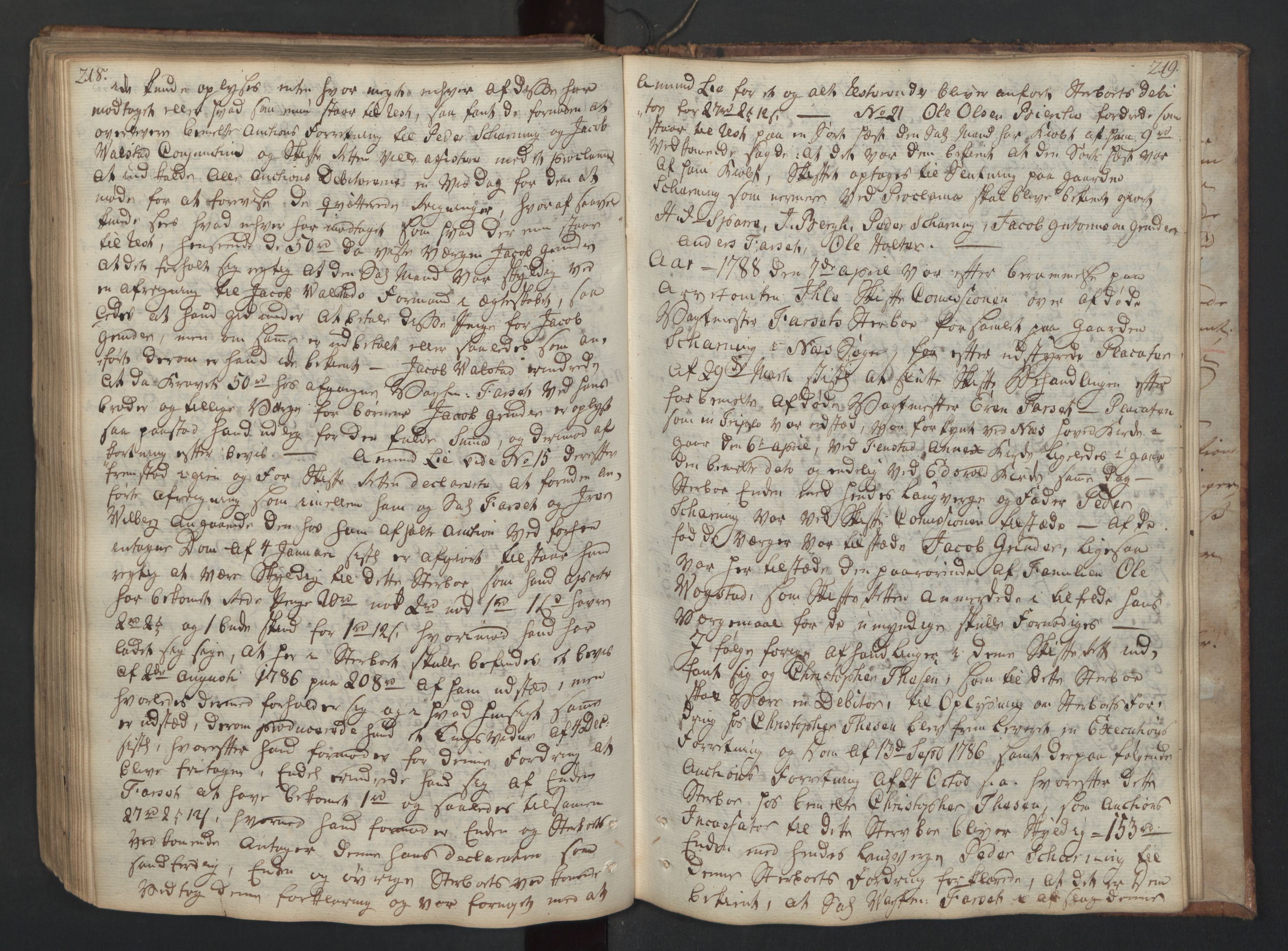 Forsvaret, Generalauditøren, AV/RA-RAFA-1772/F/Fj/Fjc/L0007: Skifteprotokol for 1ste søndenfjeldske dragonregiment, 1762-1789, s. 218-219