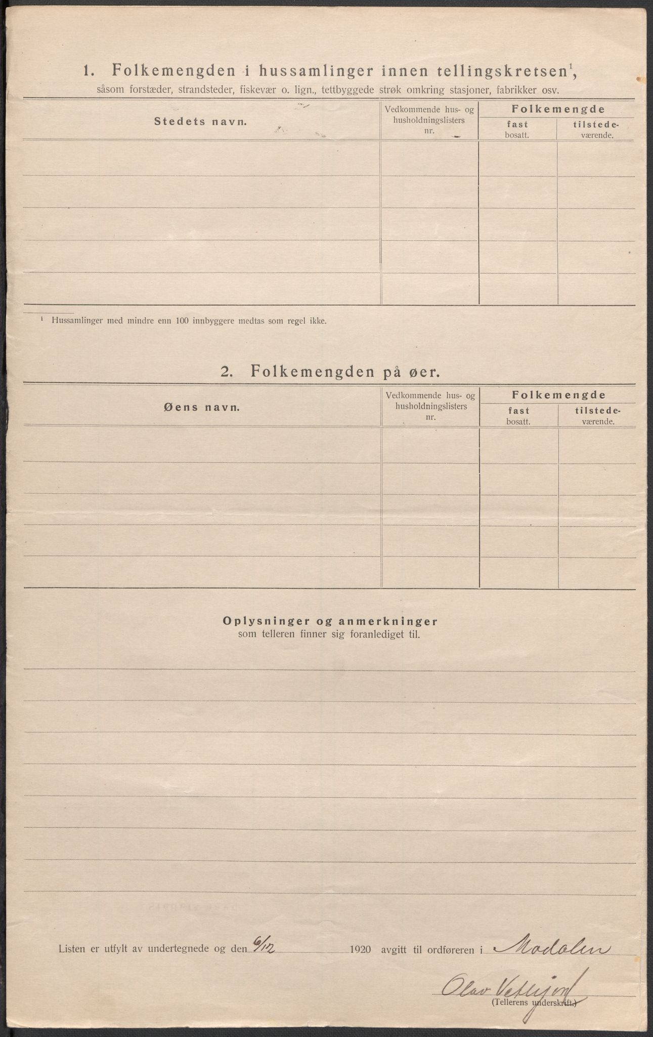 SAB, Folketelling 1920 for 1252 Modalen herred, 1920, s. 36