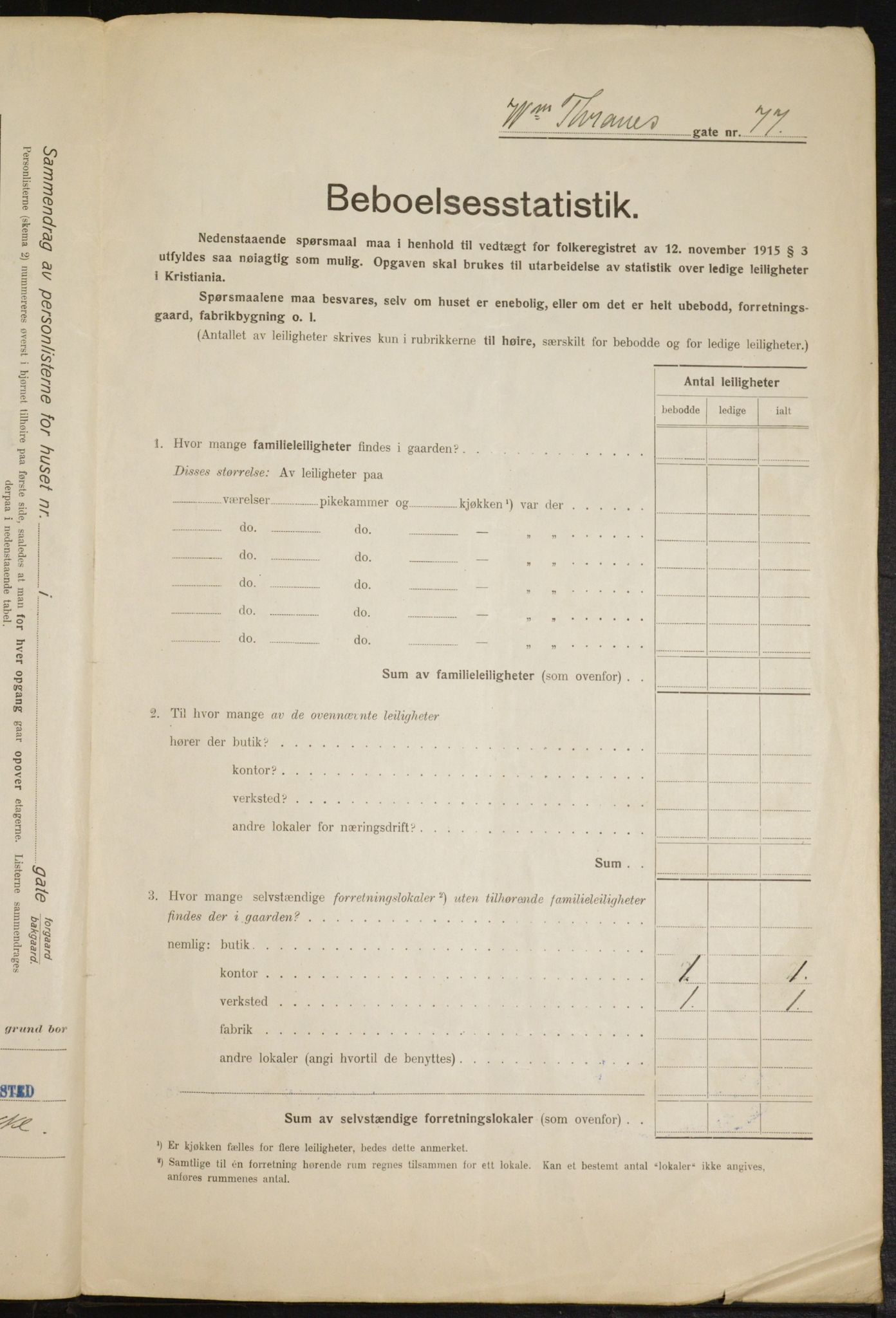 OBA, Kommunal folketelling 1.2.1916 for Kristiania, 1916, s. 130999