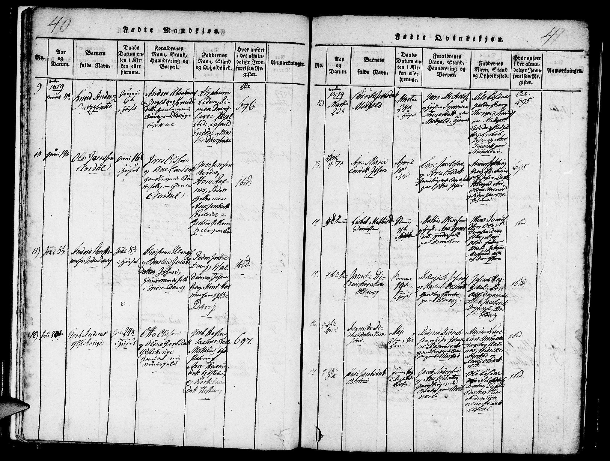 Davik sokneprestembete, AV/SAB-A-79701/H/Haa/Haaa/L0003: Ministerialbok nr. A 3, 1816-1830, s. 40-41