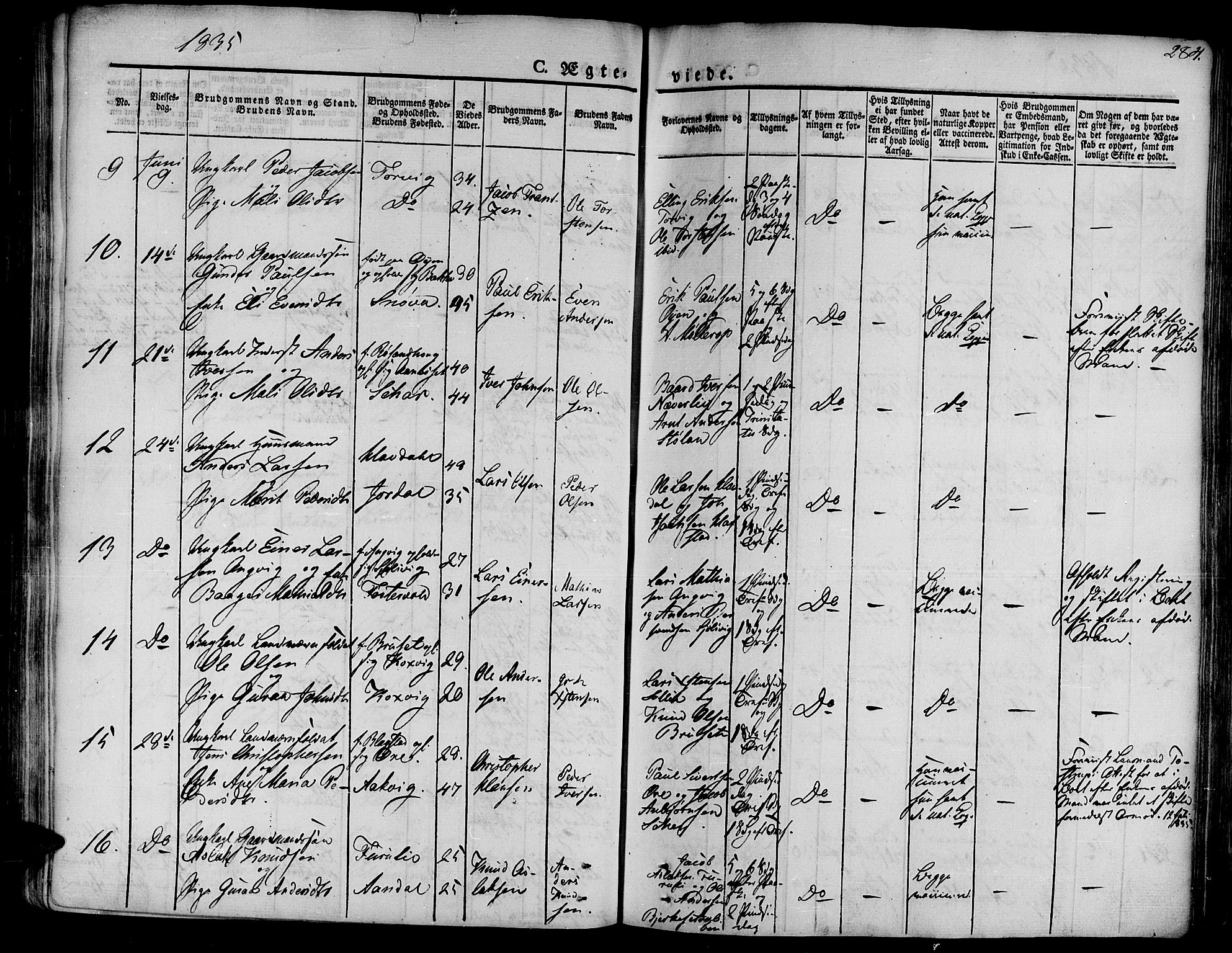 Ministerialprotokoller, klokkerbøker og fødselsregistre - Møre og Romsdal, AV/SAT-A-1454/586/L0983: Ministerialbok nr. 586A09, 1829-1843, s. 284