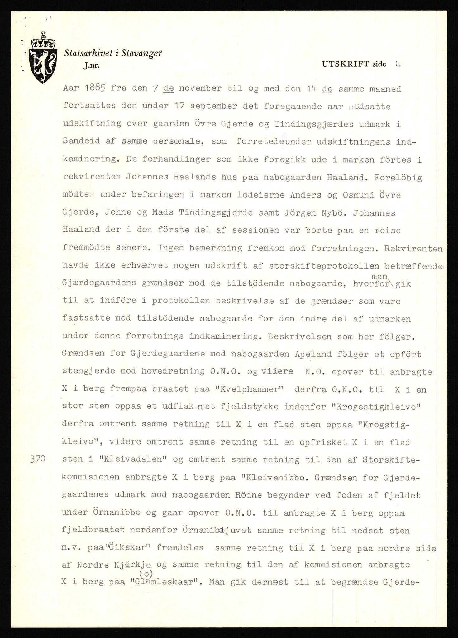 Statsarkivet i Stavanger, SAST/A-101971/03/Y/Yj/L0026: Avskrifter sortert etter gårdsnavn: Gjerde - Grastveid, 1750-1930, s. 80