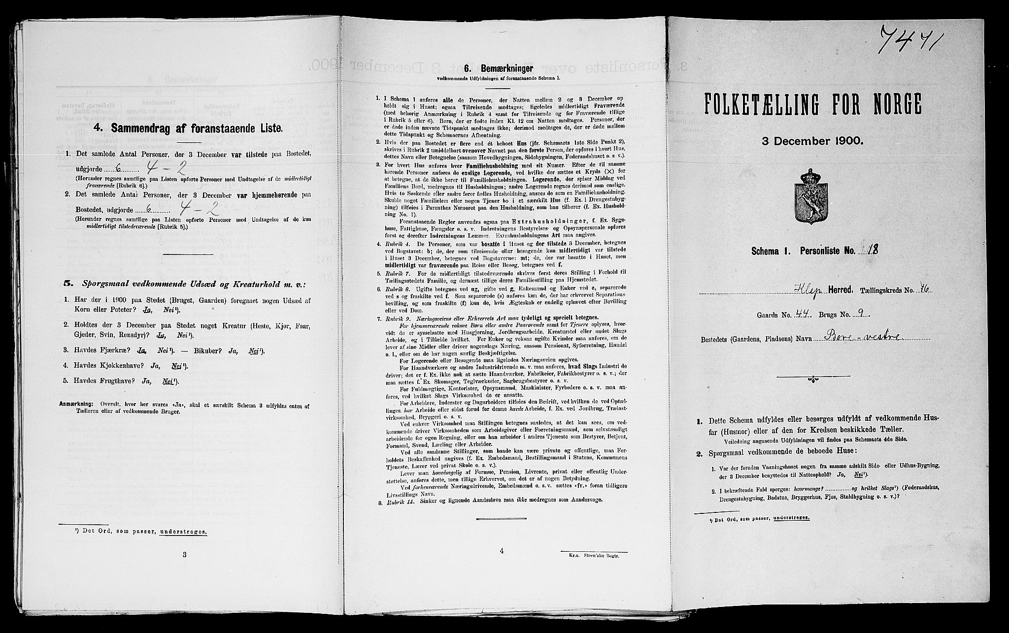 SAST, Folketelling 1900 for 1120 Klepp herred, 1900, s. 589