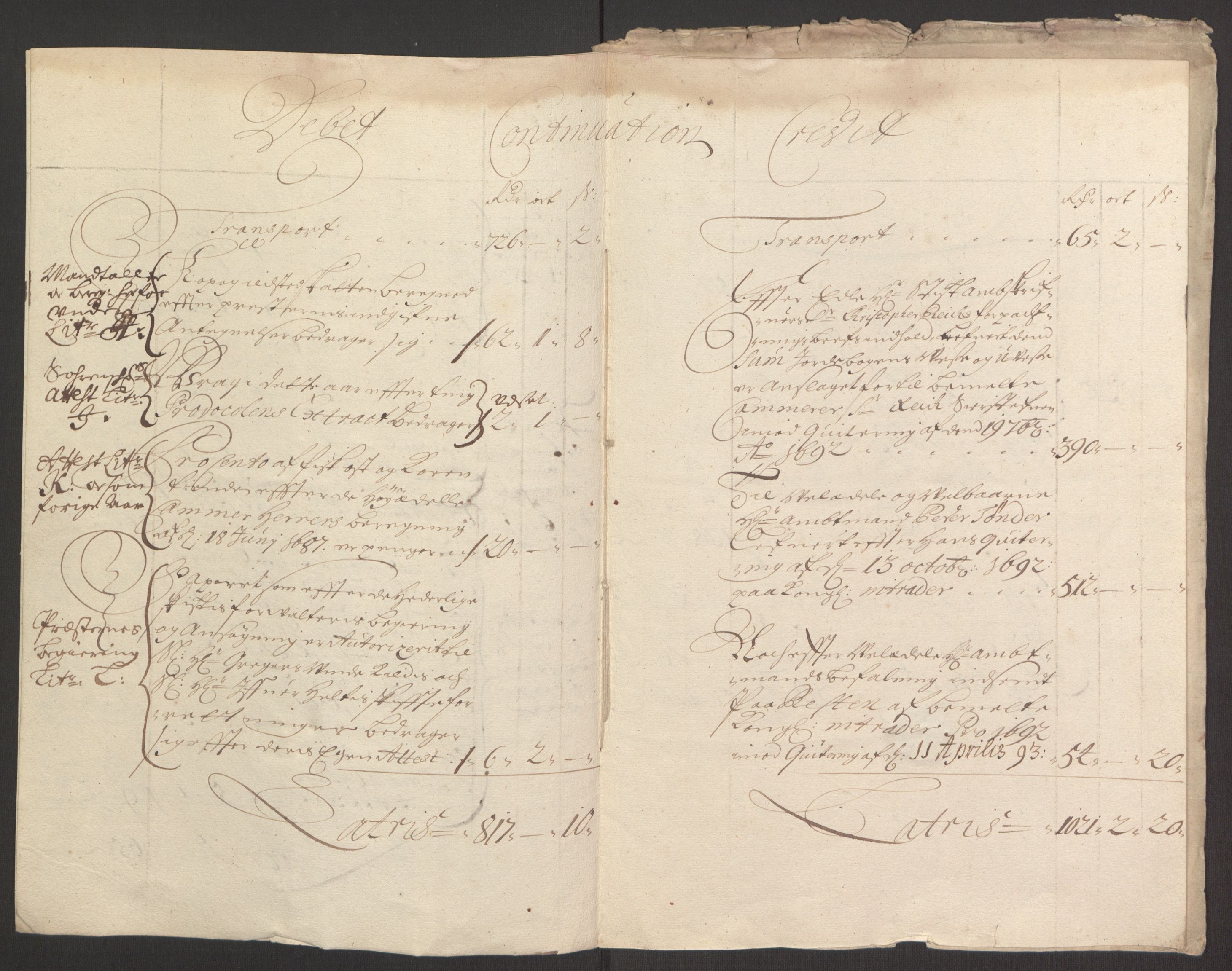 Rentekammeret inntil 1814, Reviderte regnskaper, Fogderegnskap, RA/EA-4092/R67/L4675: Fogderegnskap Vesterålen, Andenes og Lofoten, 1691-1693, s. 113