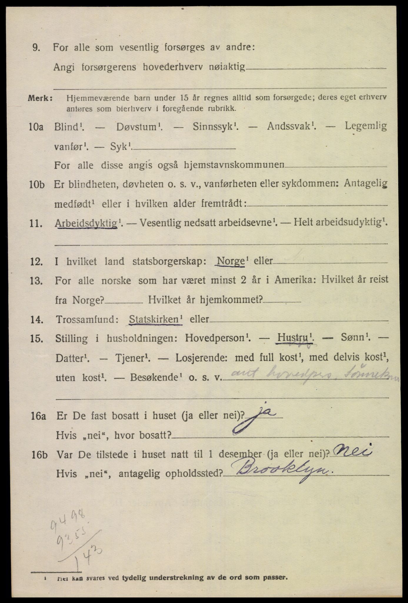 SAK, Folketelling 1920 for 1029 Sør-Audnedal herred, 1920, s. 7134
