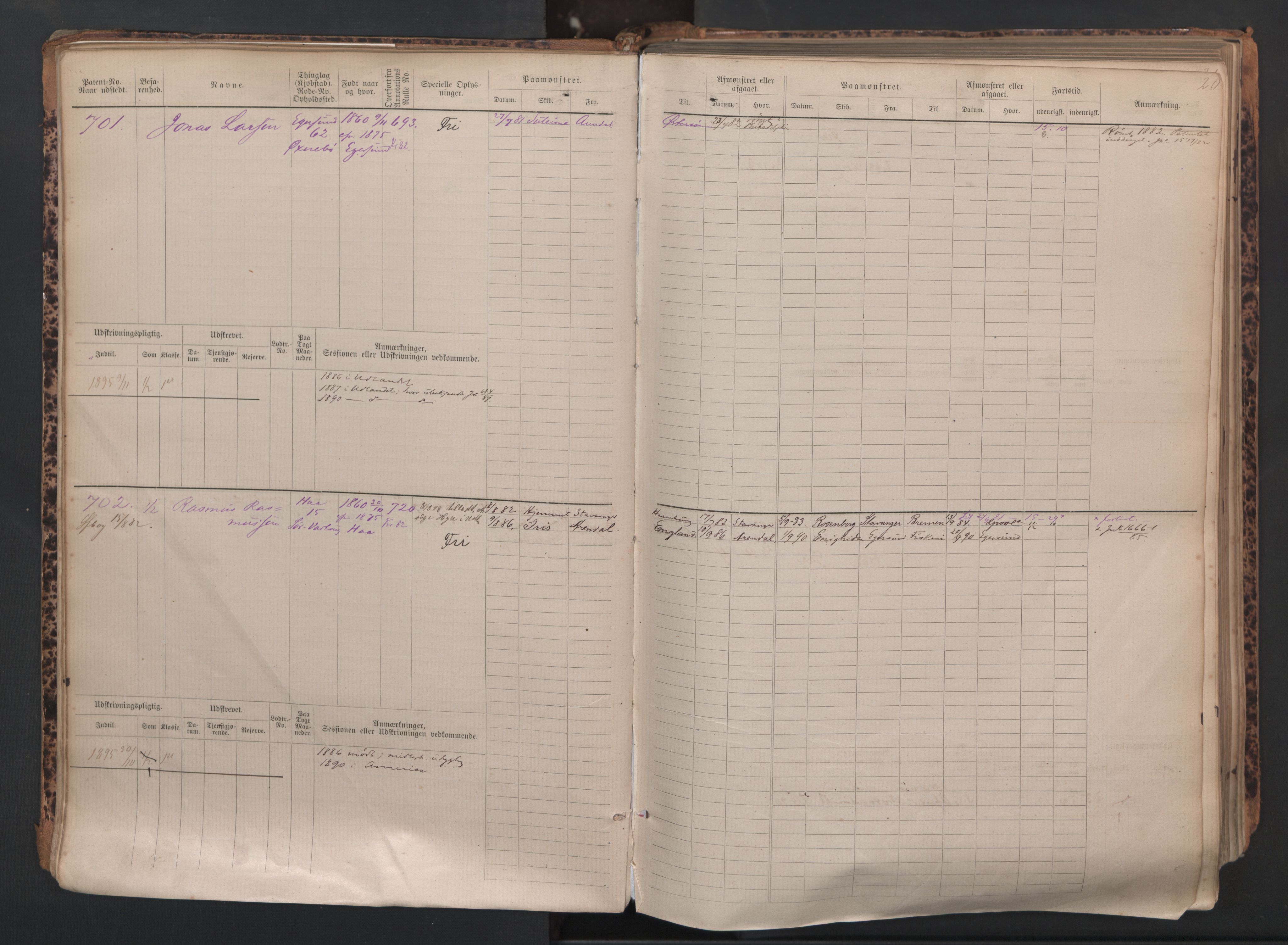 Egersund mønstringskrets, SAK/2031-0019/F/Fb/L0002: Hovedrulle nr 667-1330, O-4, 1880-1940, s. 21