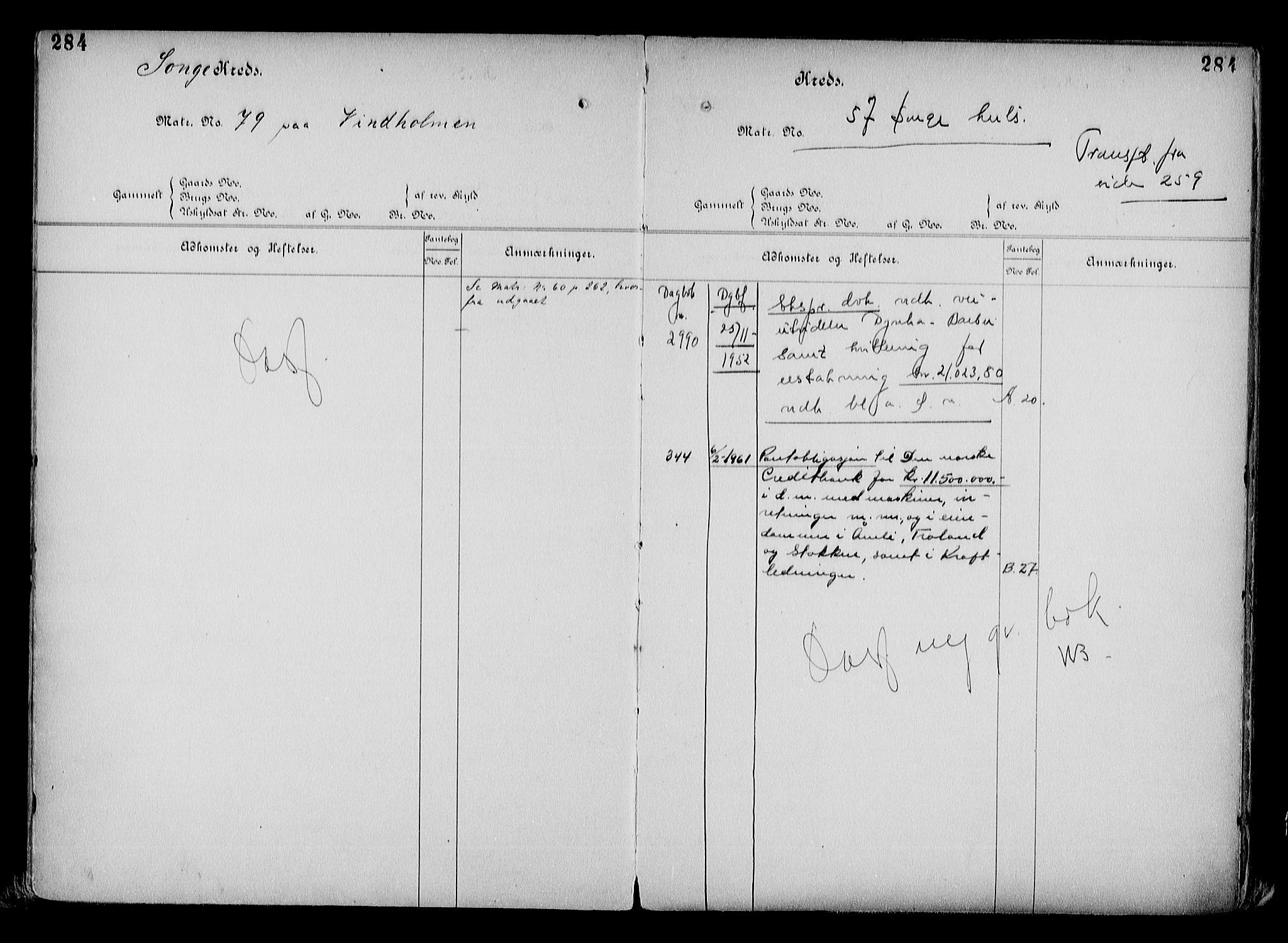 Arendal byfogd, AV/SAK-1222-0001/G/Ga/L0015: Panteregister nr. 13, 1860-1960, s. 284