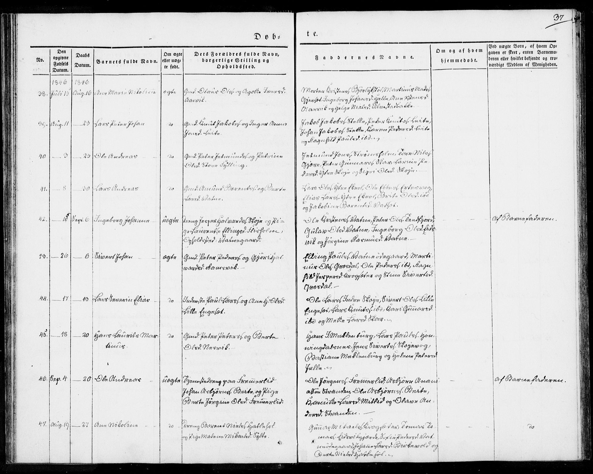 Ministerialprotokoller, klokkerbøker og fødselsregistre - Møre og Romsdal, AV/SAT-A-1454/524/L0352: Ministerialbok nr. 524A04, 1838-1847, s. 37