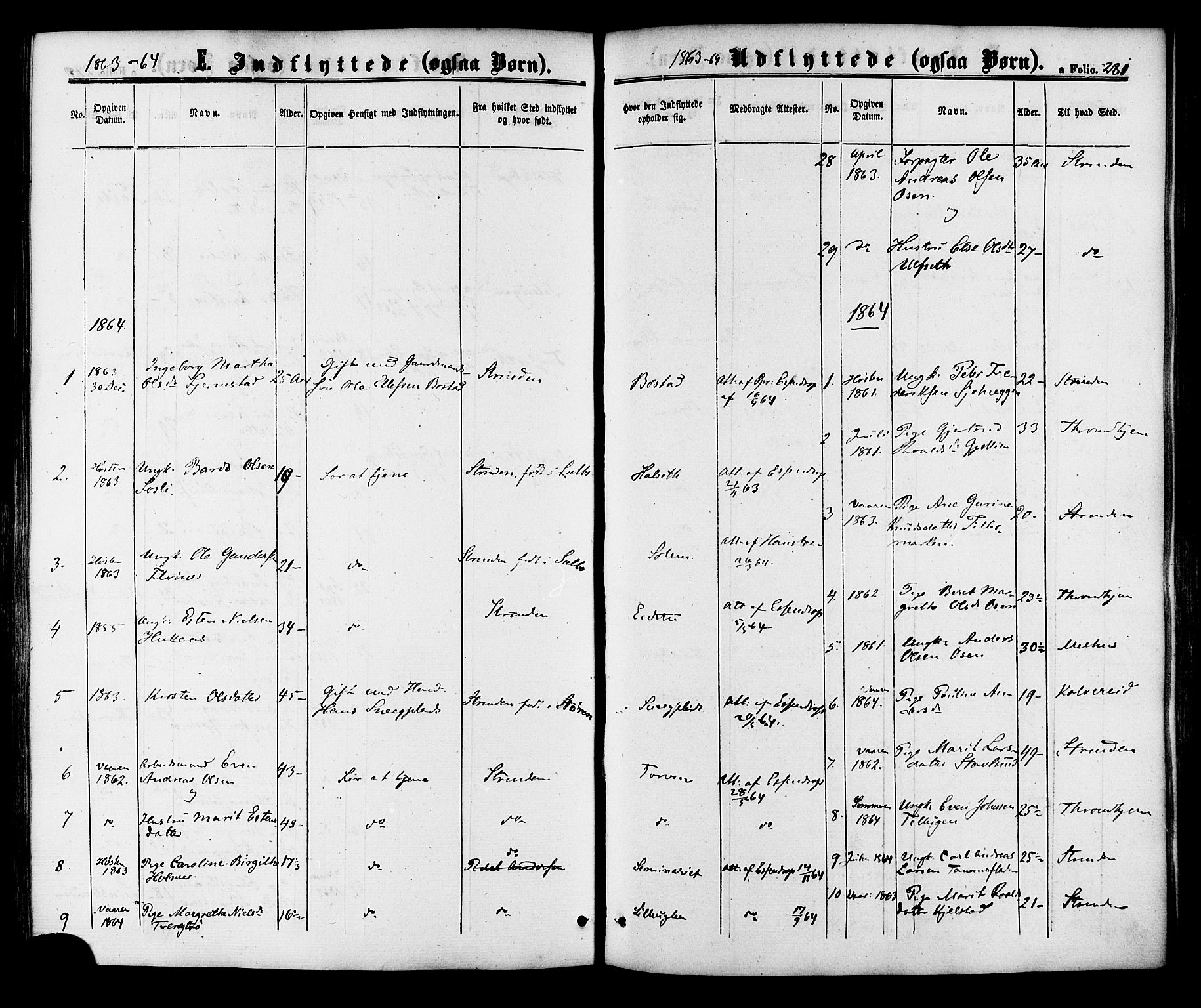 Ministerialprotokoller, klokkerbøker og fødselsregistre - Sør-Trøndelag, AV/SAT-A-1456/618/L0442: Ministerialbok nr. 618A06 /1, 1863-1879, s. 281