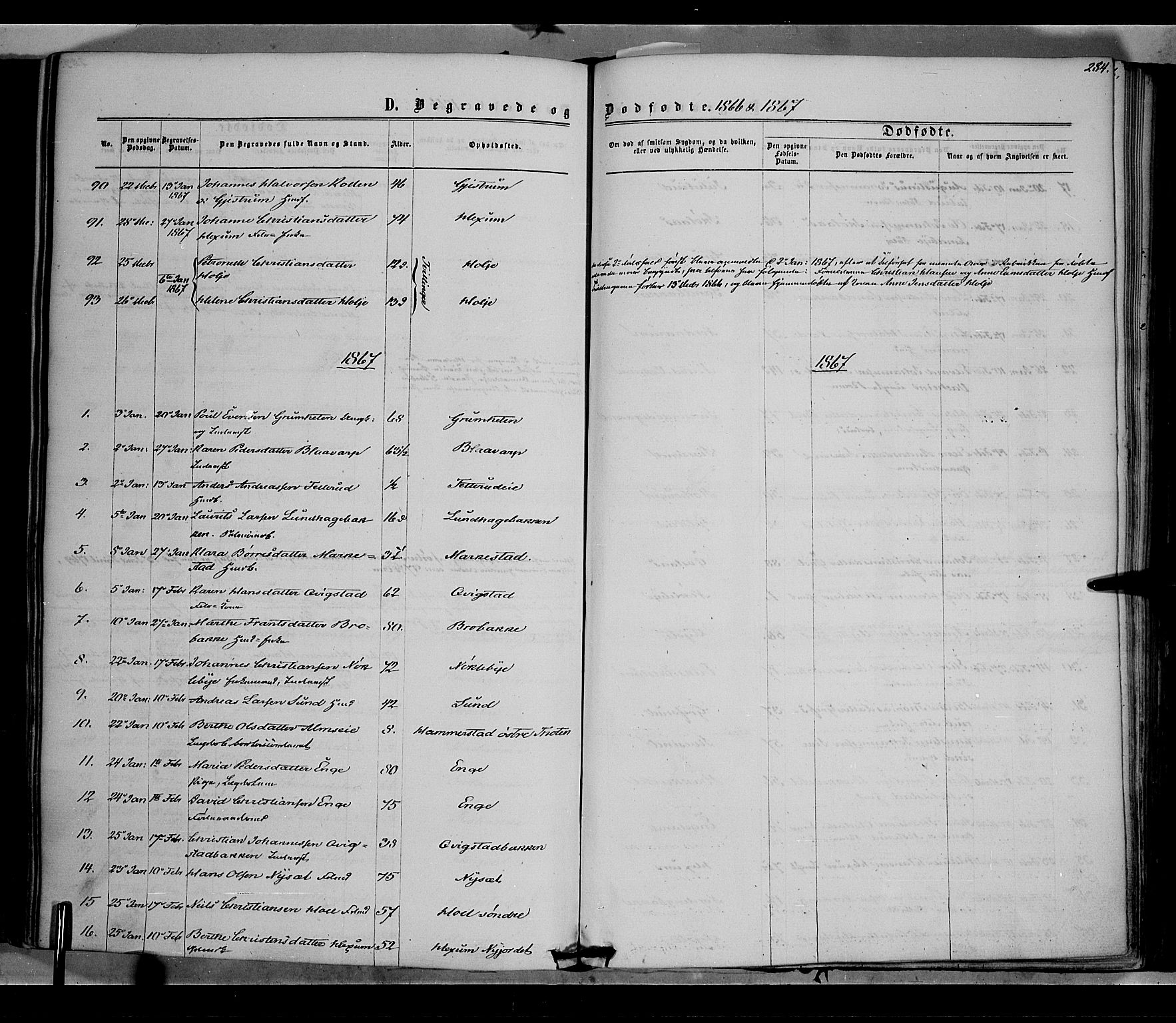 Vestre Toten prestekontor, SAH/PREST-108/H/Ha/Haa/L0007: Ministerialbok nr. 7, 1862-1869, s. 284