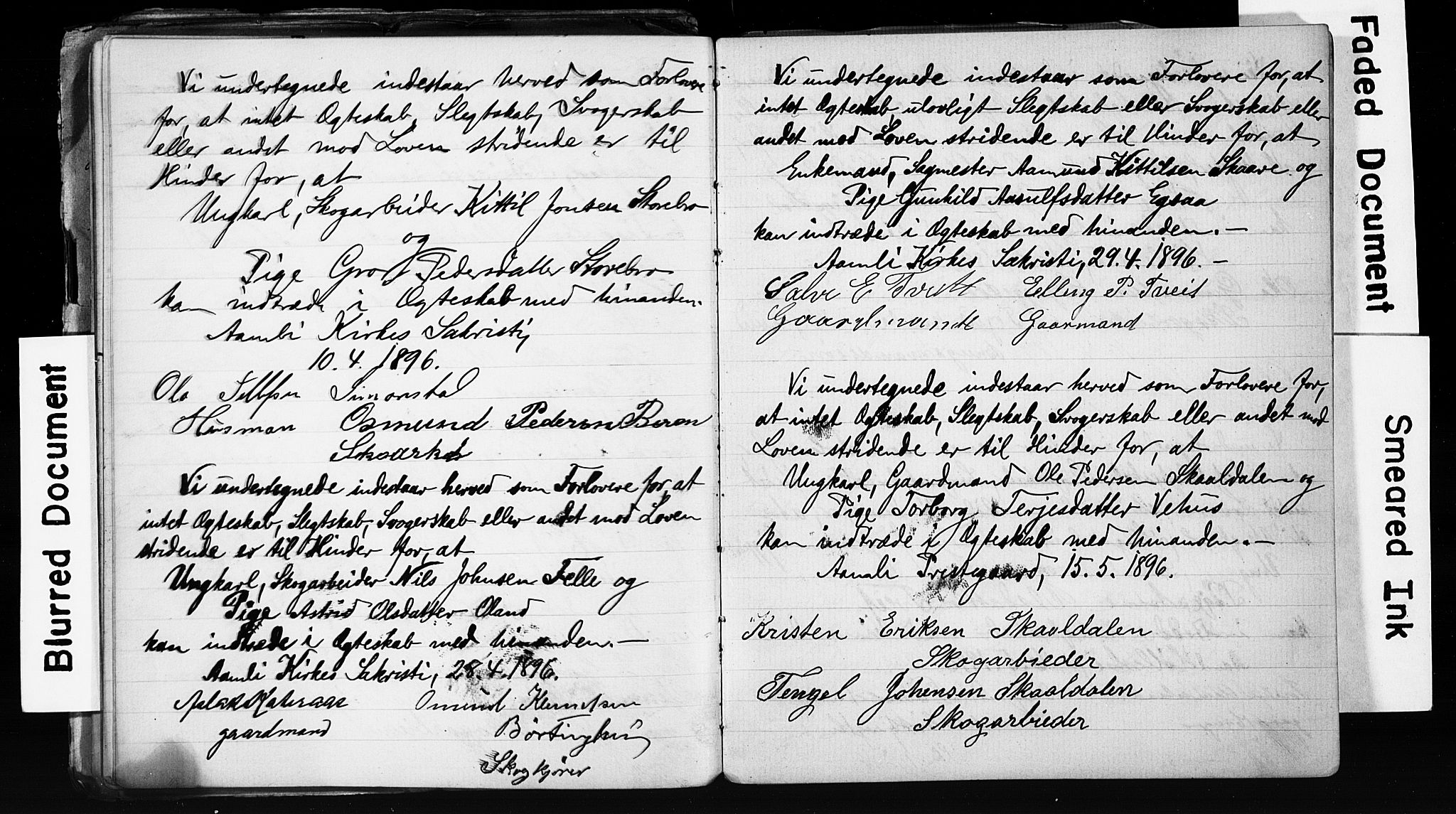 Åmli sokneprestkontor, AV/SAK-1111-0050/F/Fe/L0003: Forlovererklæringer nr. A VI 20, 1885-1905