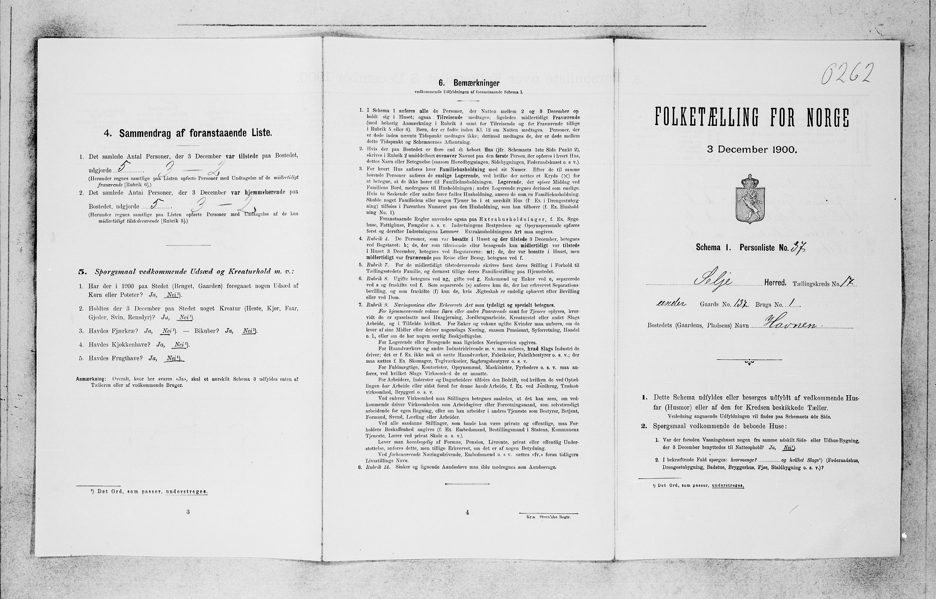 SAB, Folketelling 1900 for 1441 Selje herred, 1900, s. 1704