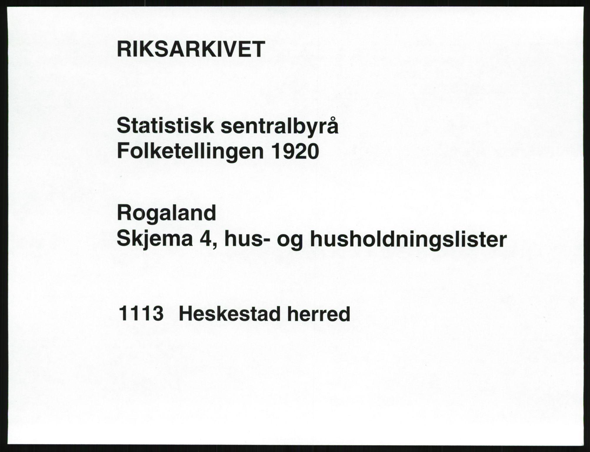 SAST, Folketelling 1920 for 1113 Heskestad herred, 1920, s. 27