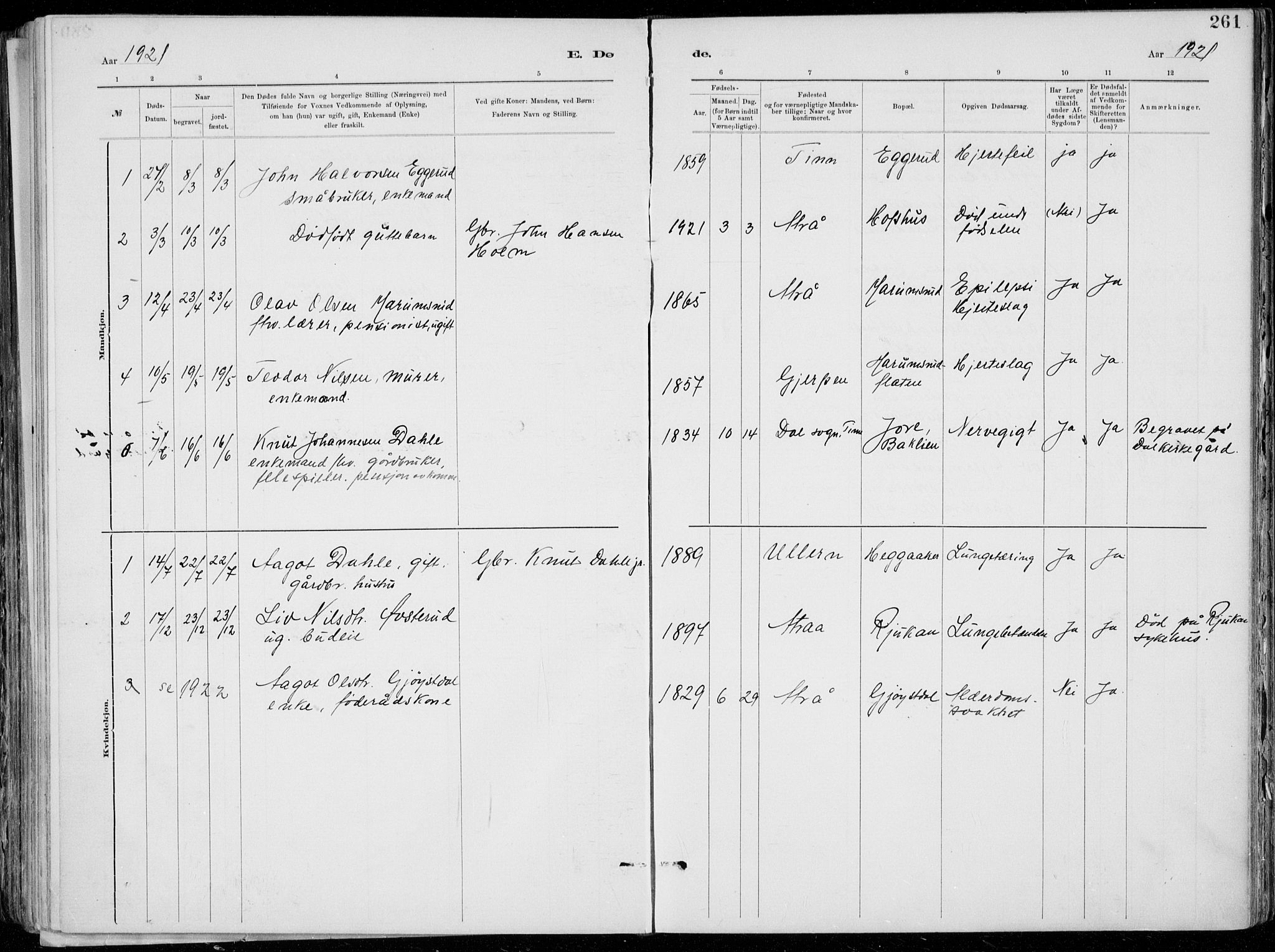 Tinn kirkebøker, AV/SAKO-A-308/F/Fa/L0007: Ministerialbok nr. I 7, 1878-1922, s. 261