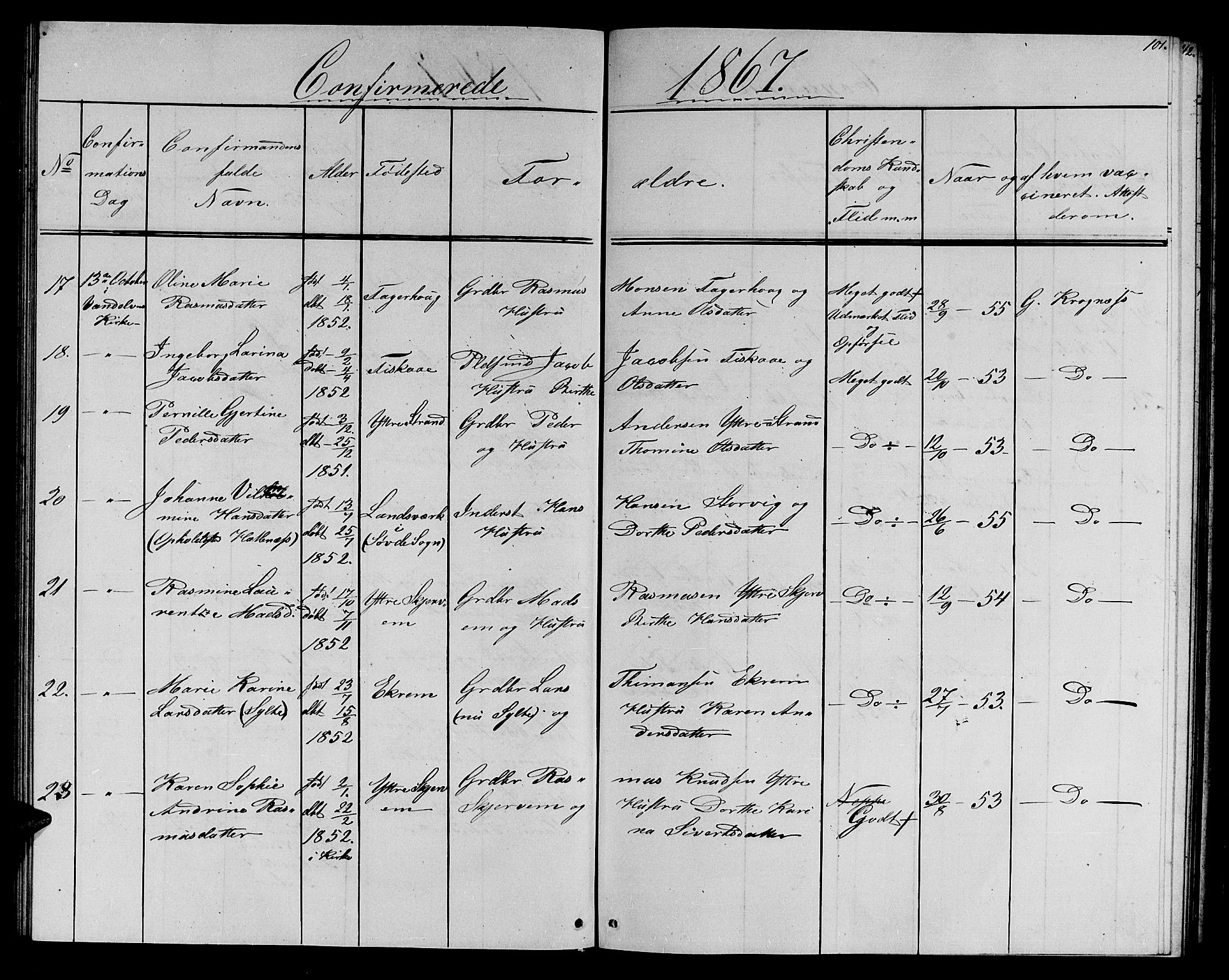 Ministerialprotokoller, klokkerbøker og fødselsregistre - Møre og Romsdal, AV/SAT-A-1454/501/L0015: Klokkerbok nr. 501C01, 1854-1867, s. 101