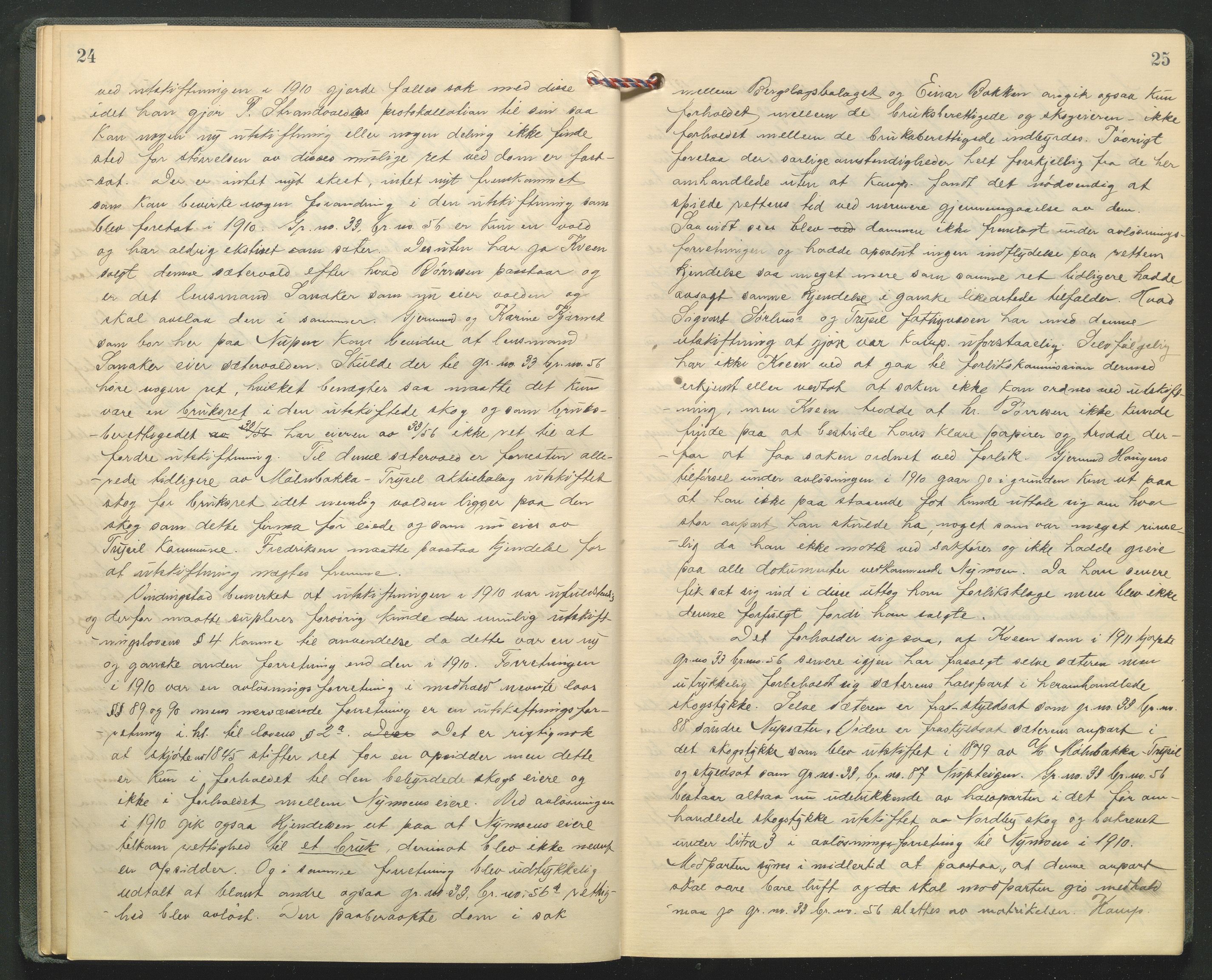 Hedmark og Østerdal jordskifterett, AV/SAH-JORDSKIFTEH-002/G/Ga/L0005/0001: Rettsbøker / Rettsbok - O, 1916-1921, s. 24-25