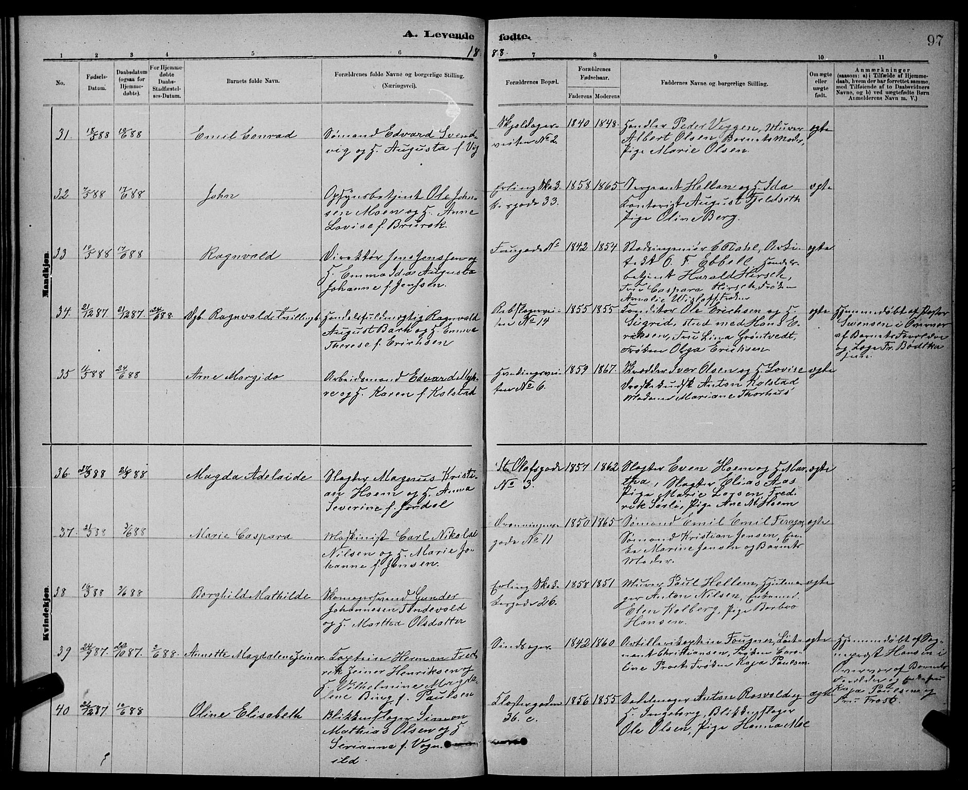 Ministerialprotokoller, klokkerbøker og fødselsregistre - Sør-Trøndelag, SAT/A-1456/601/L0092: Klokkerbok nr. 601C10, 1884-1897, s. 97