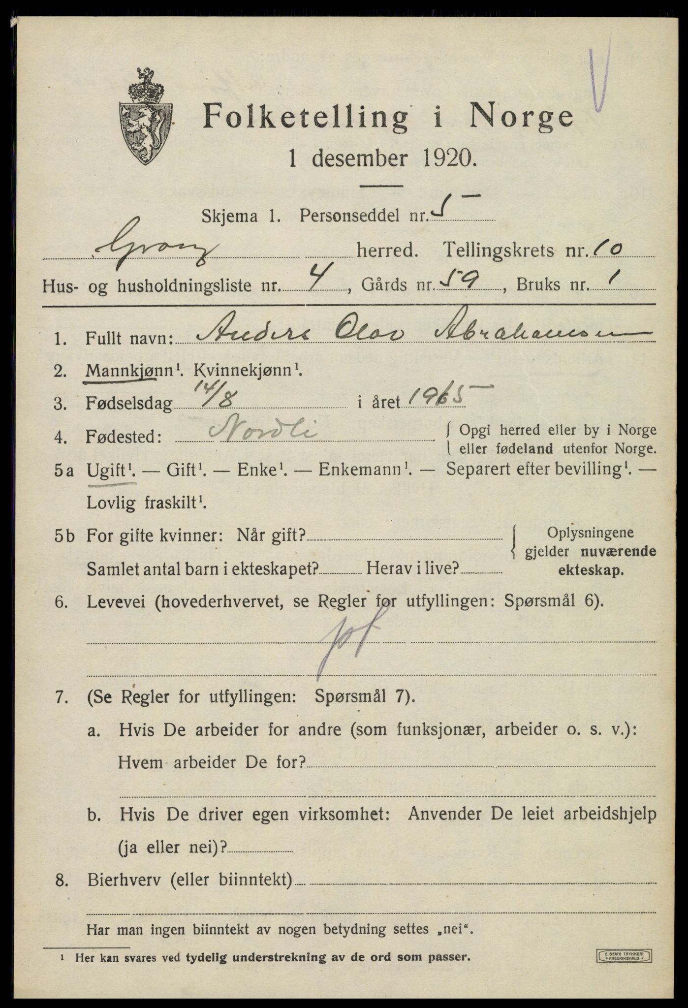SAT, Folketelling 1920 for 1742 Grong herred, 1920, s. 5635