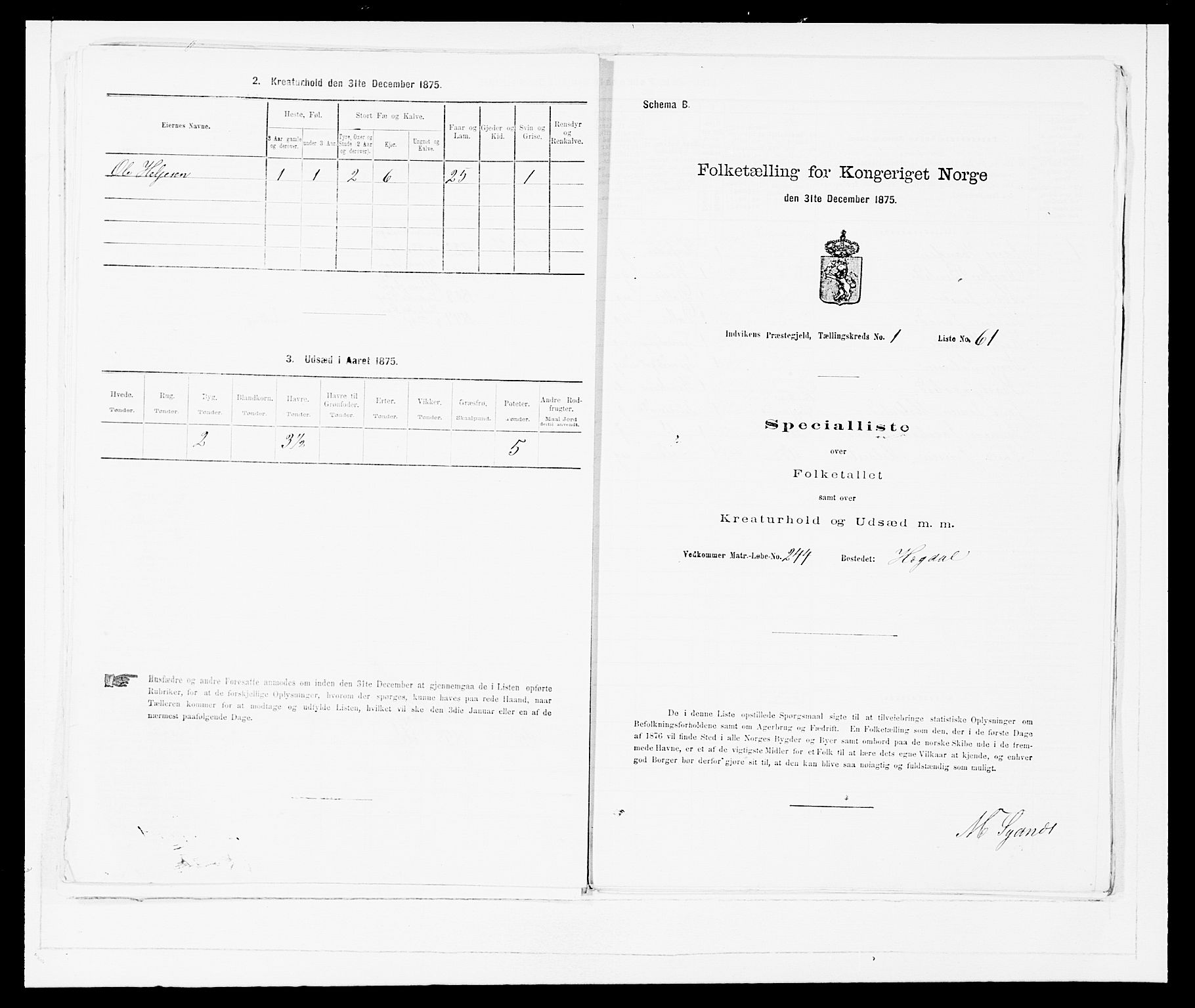 SAB, Folketelling 1875 for 1447P Innvik prestegjeld, 1875, s. 143