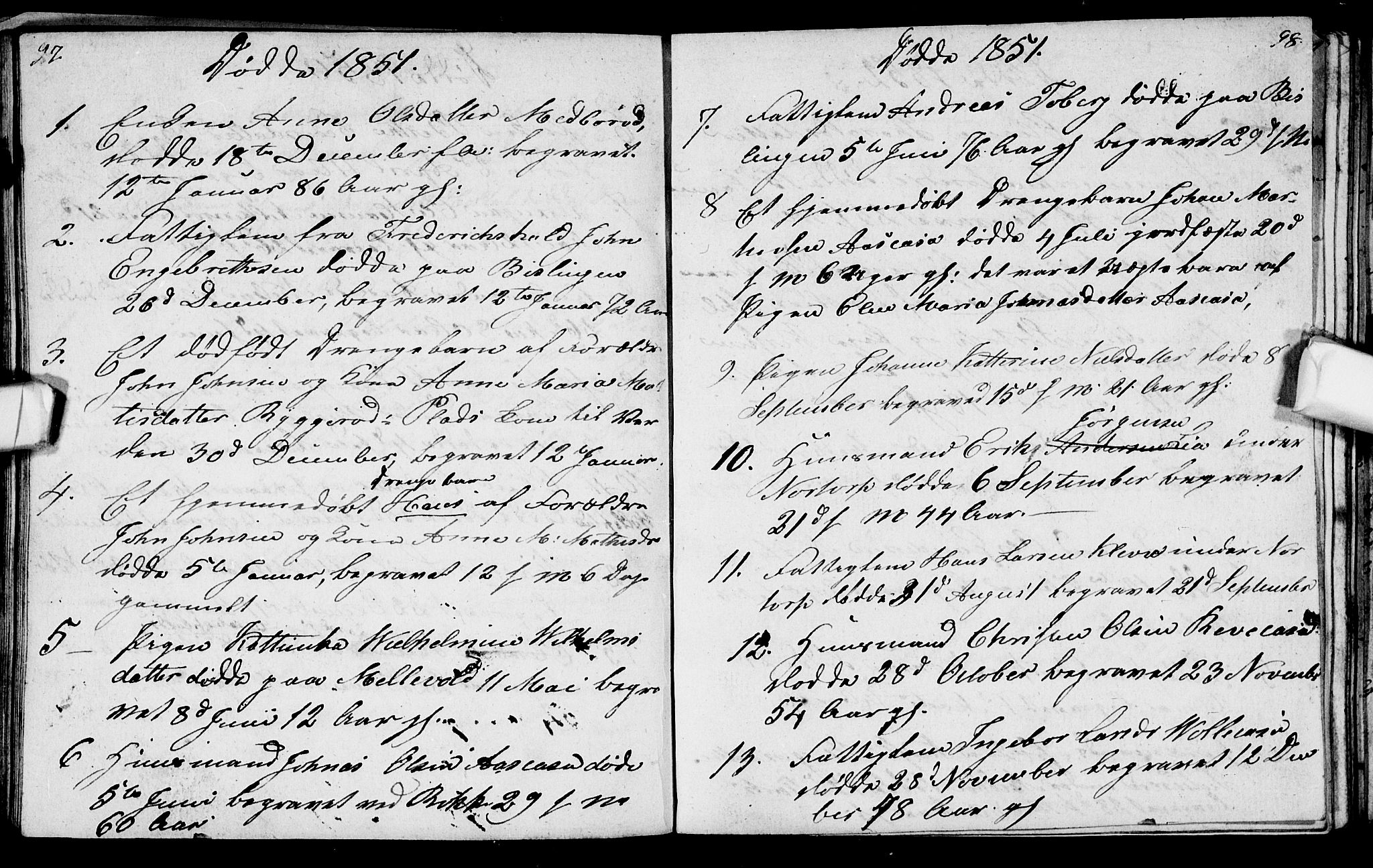 Berg prestekontor Kirkebøker, SAO/A-10902/G/Gc/L0001: Klokkerbok nr. III 1, 1844-1855, s. 97-98