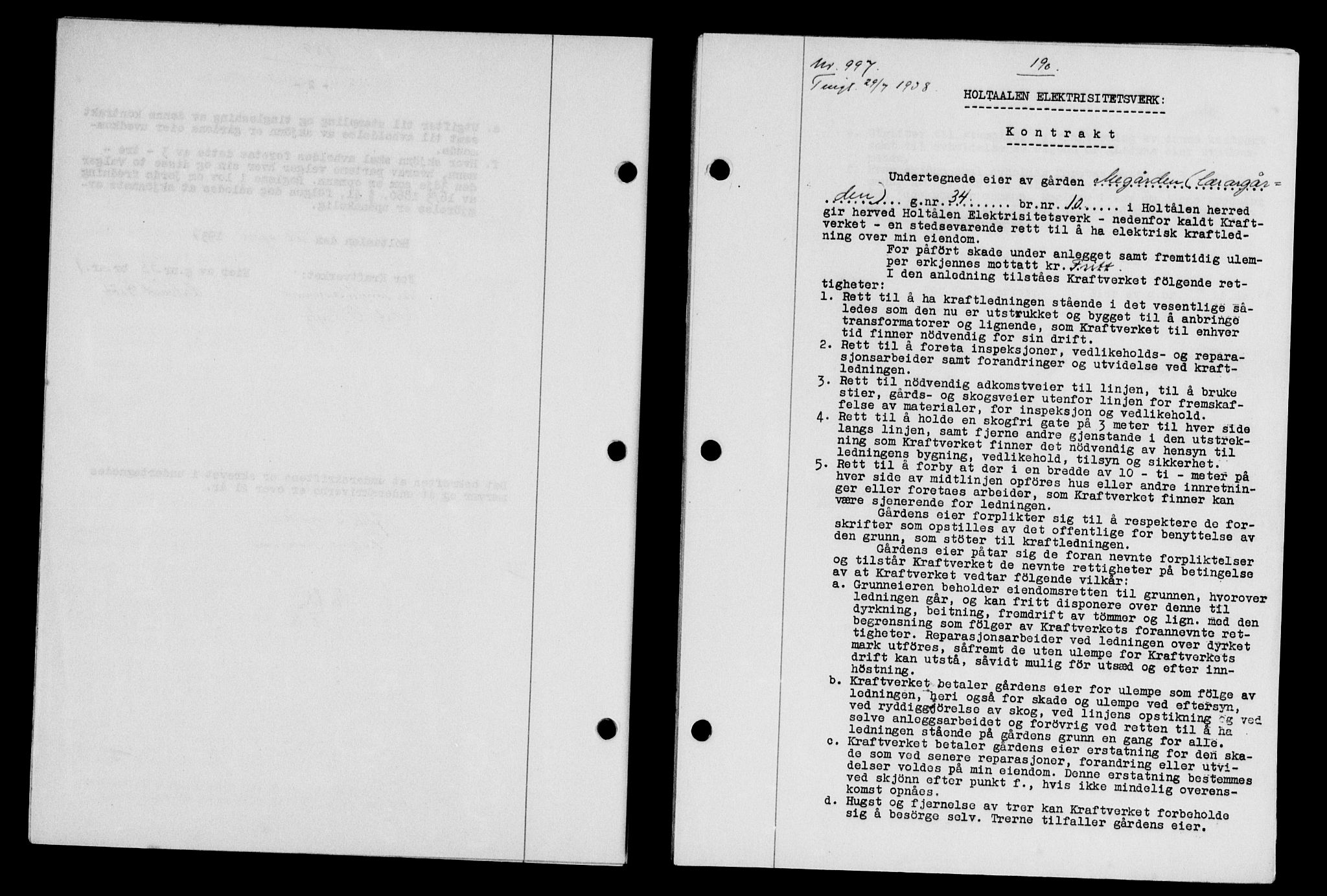 Gauldal sorenskriveri, SAT/A-0014/1/2/2C/L0049: Pantebok nr. 53, 1938-1938, Dagboknr: 997/1938