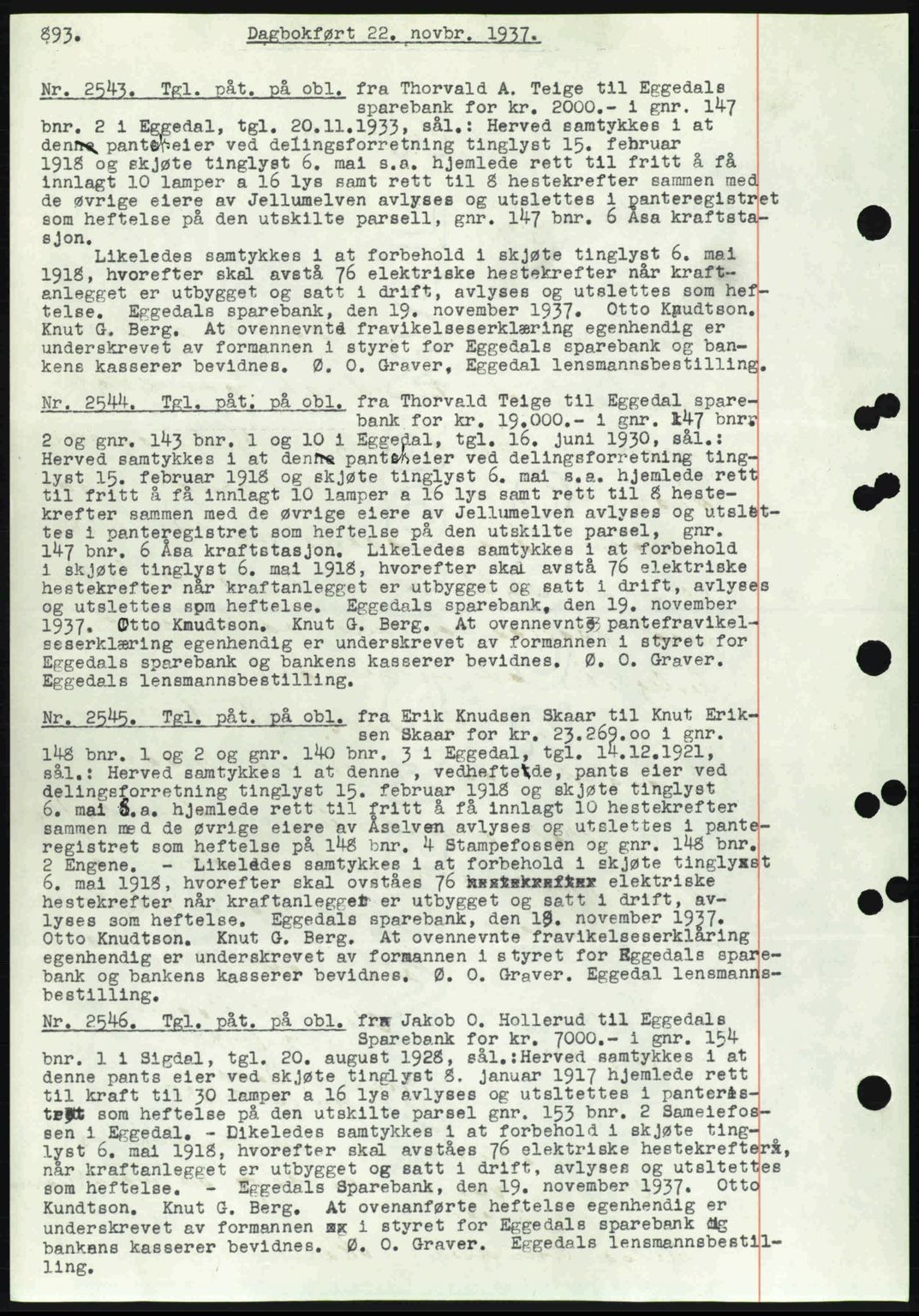 Eiker, Modum og Sigdal sorenskriveri, SAKO/A-123/G/Ga/Gab/L0036: Pantebok nr. A6, 1937-1937, Dagboknr: 2543/1937