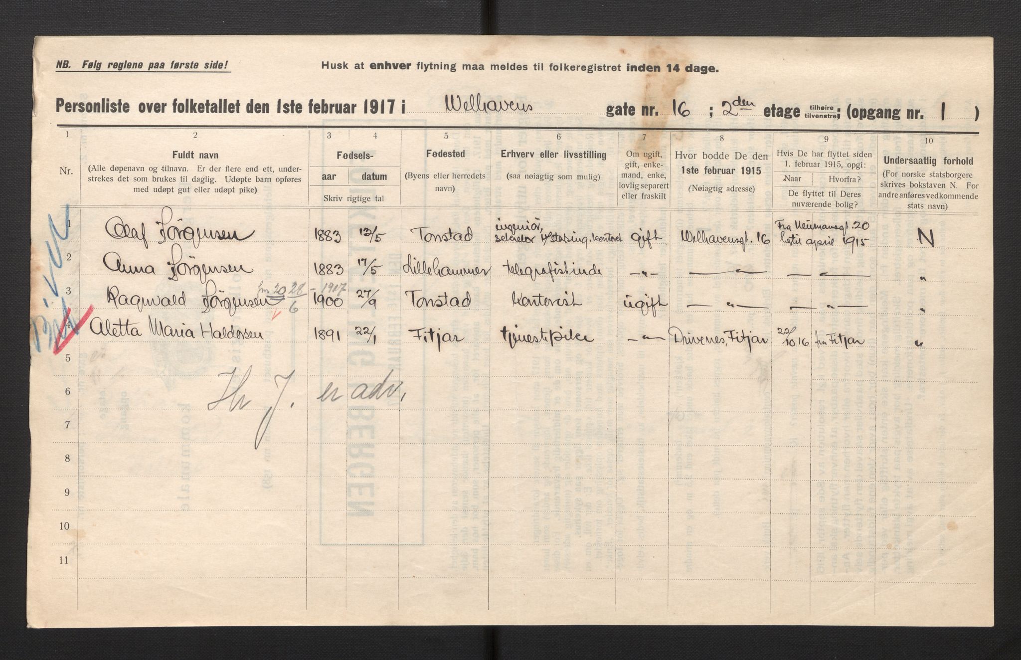 SAB, Kommunal folketelling 1917 for Bergen kjøpstad, 1917, s. 44895