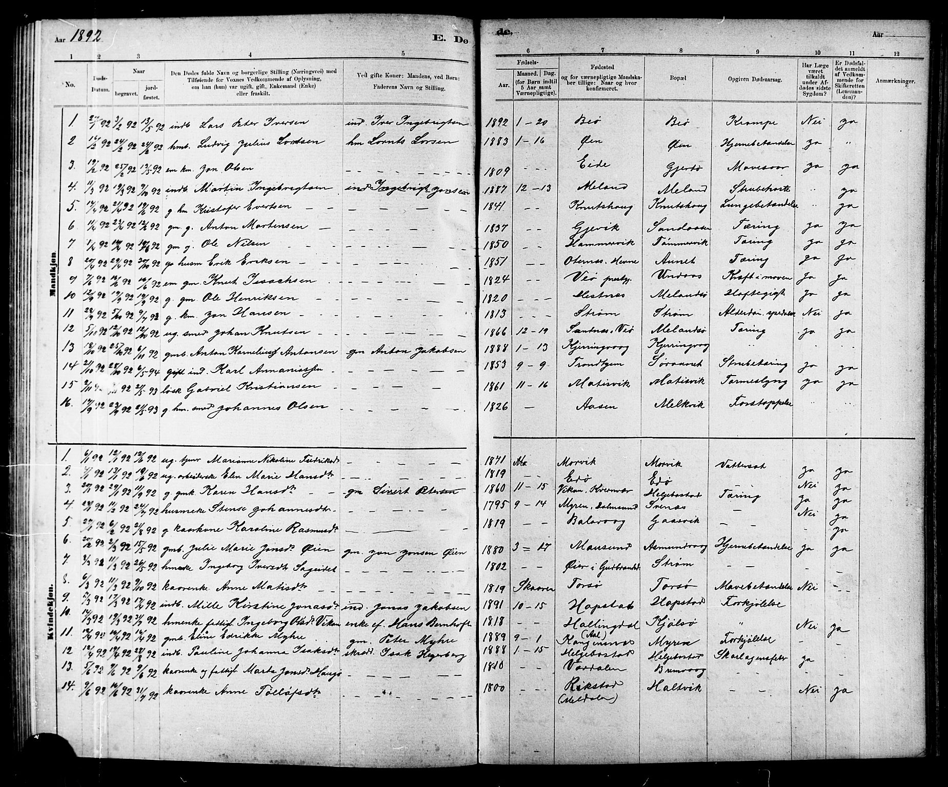 Ministerialprotokoller, klokkerbøker og fødselsregistre - Sør-Trøndelag, SAT/A-1456/634/L0542: Klokkerbok nr. 634C04, 1892-1916