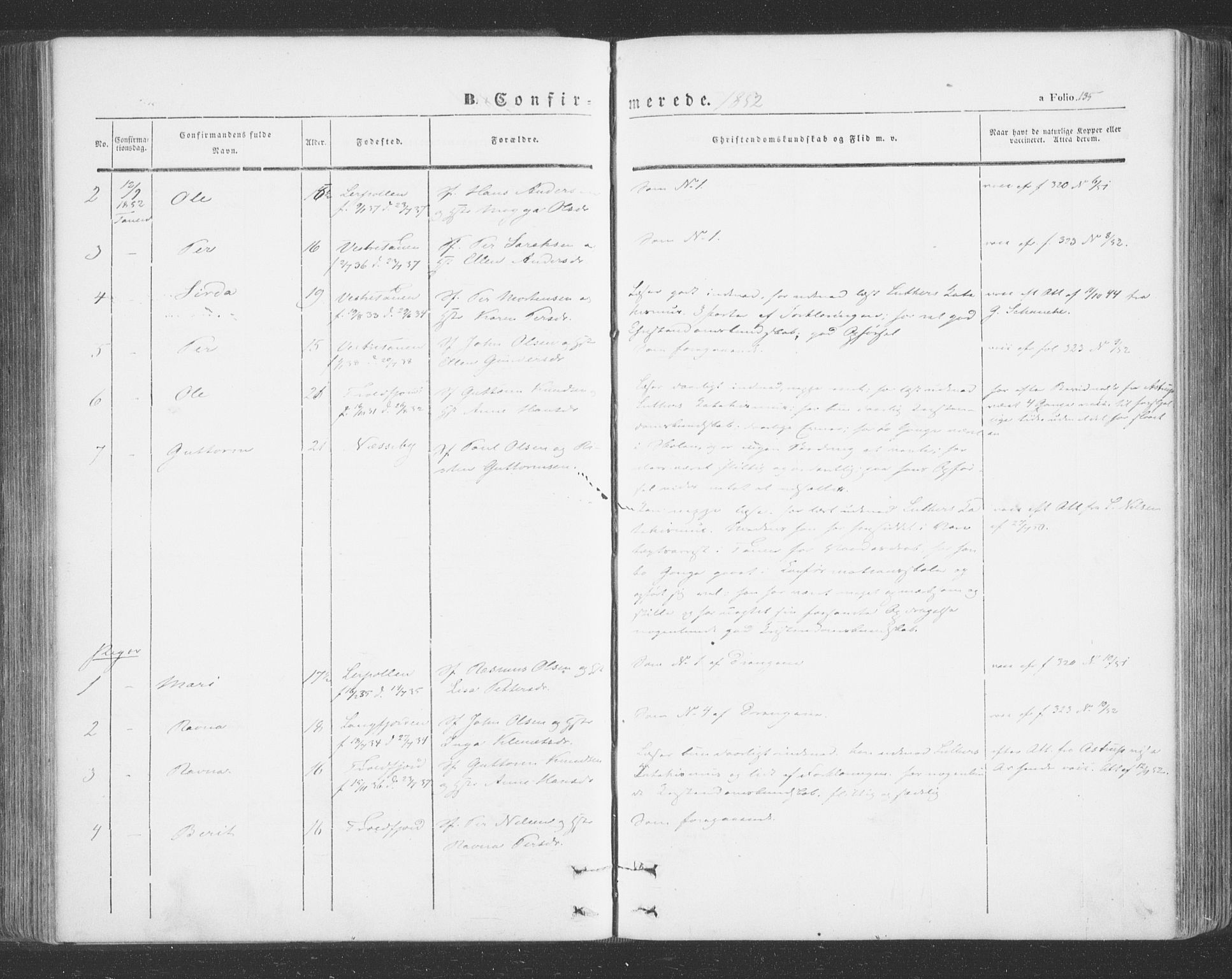 Tana sokneprestkontor, SATØ/S-1334/H/Ha/L0001kirke: Ministerialbok nr. 1, 1846-1861, s. 135