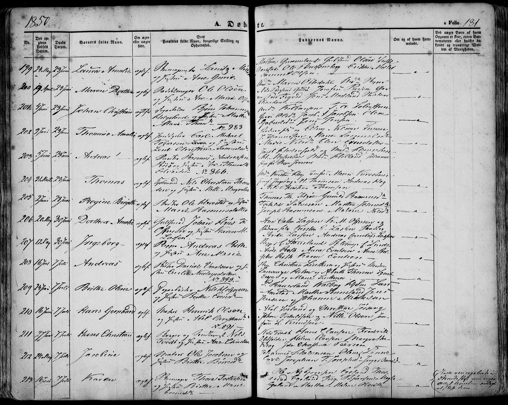 Domkirken sokneprestkontor, AV/SAST-A-101812/001/30/30BA/L0016: Ministerialbok nr. A 15, 1844-1854, s. 181