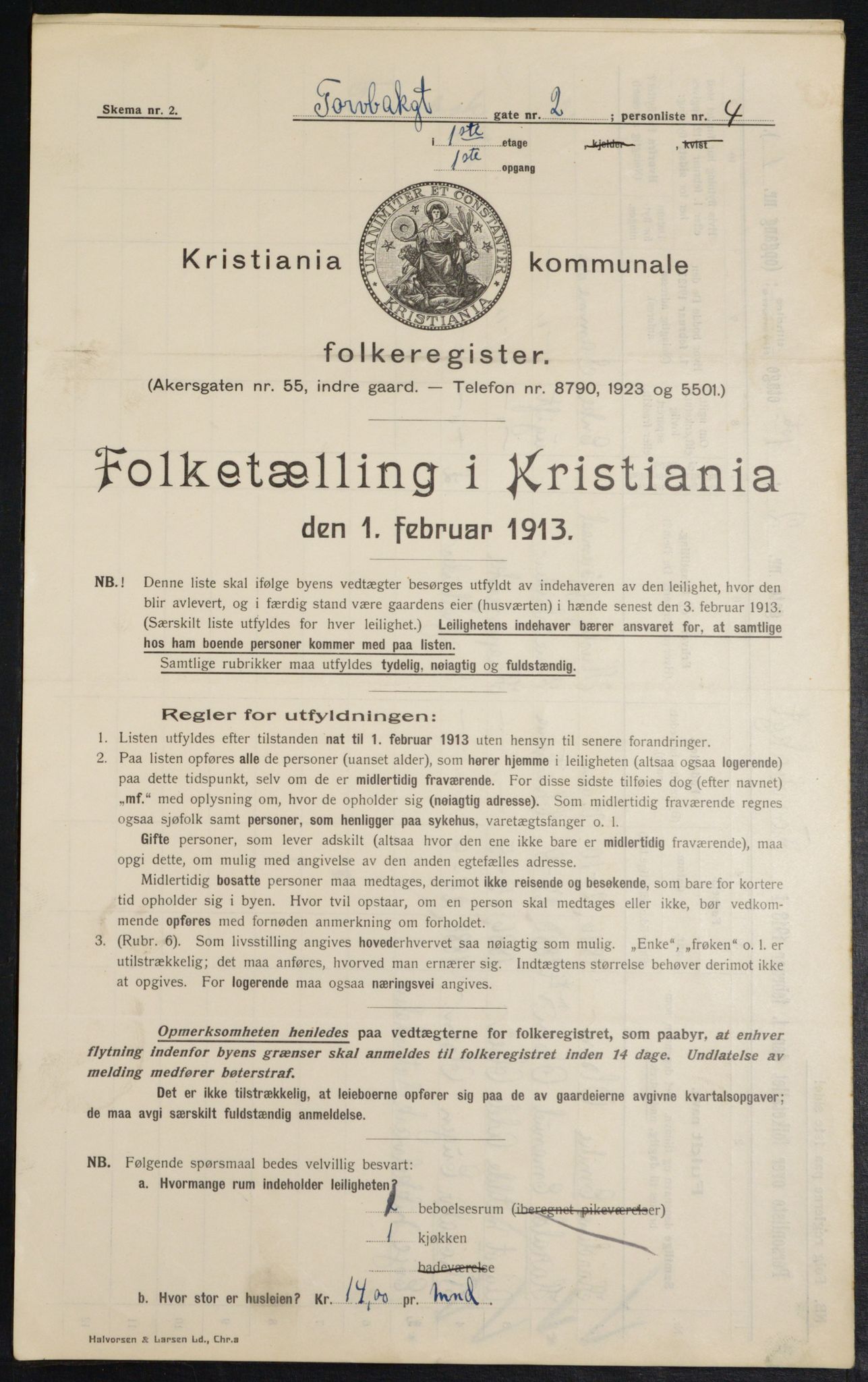 OBA, Kommunal folketelling 1.2.1913 for Kristiania, 1913, s. 114993