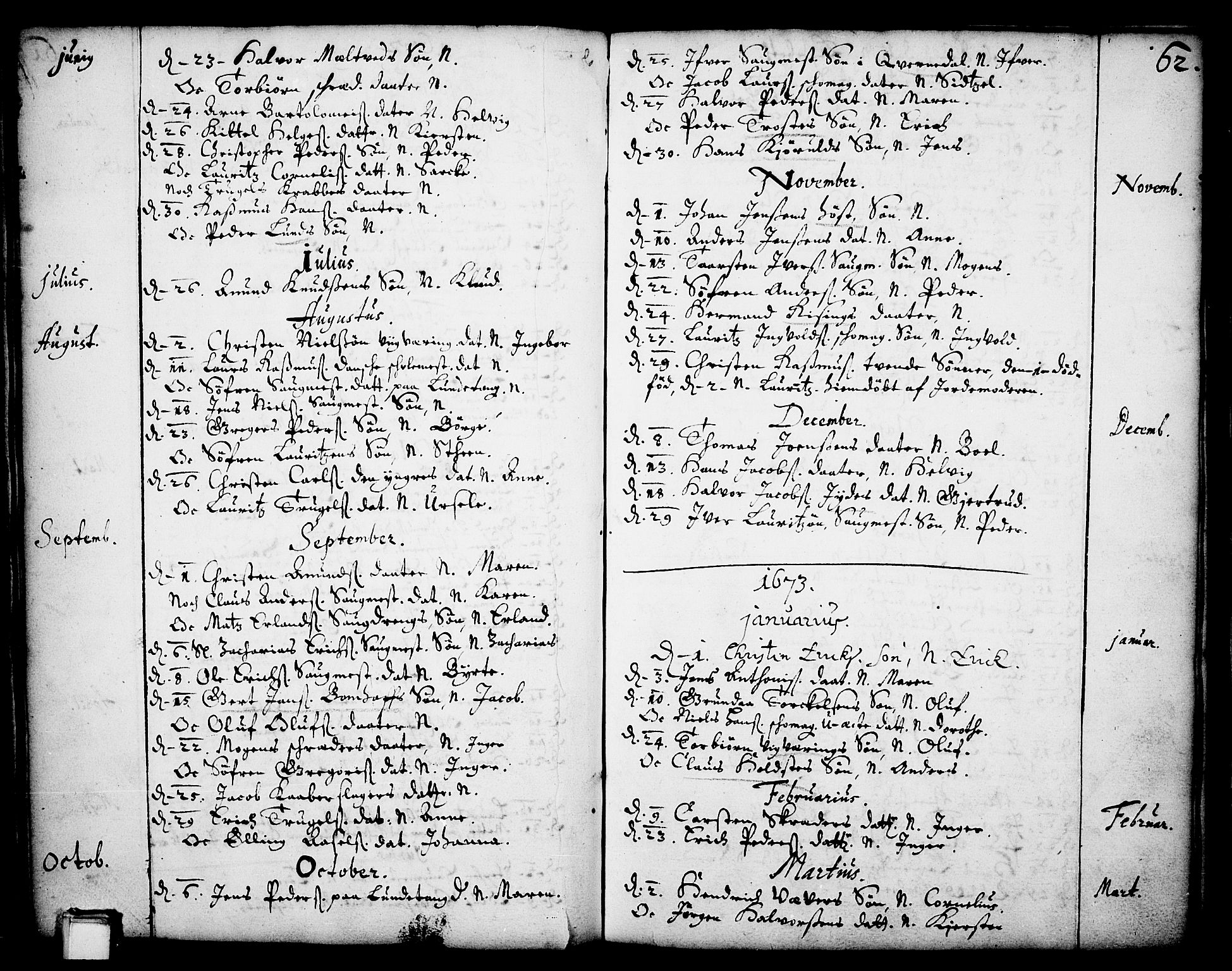 Skien kirkebøker, AV/SAKO-A-302/F/Fa/L0001: Ministerialbok nr. 1, 1659-1679, s. 62