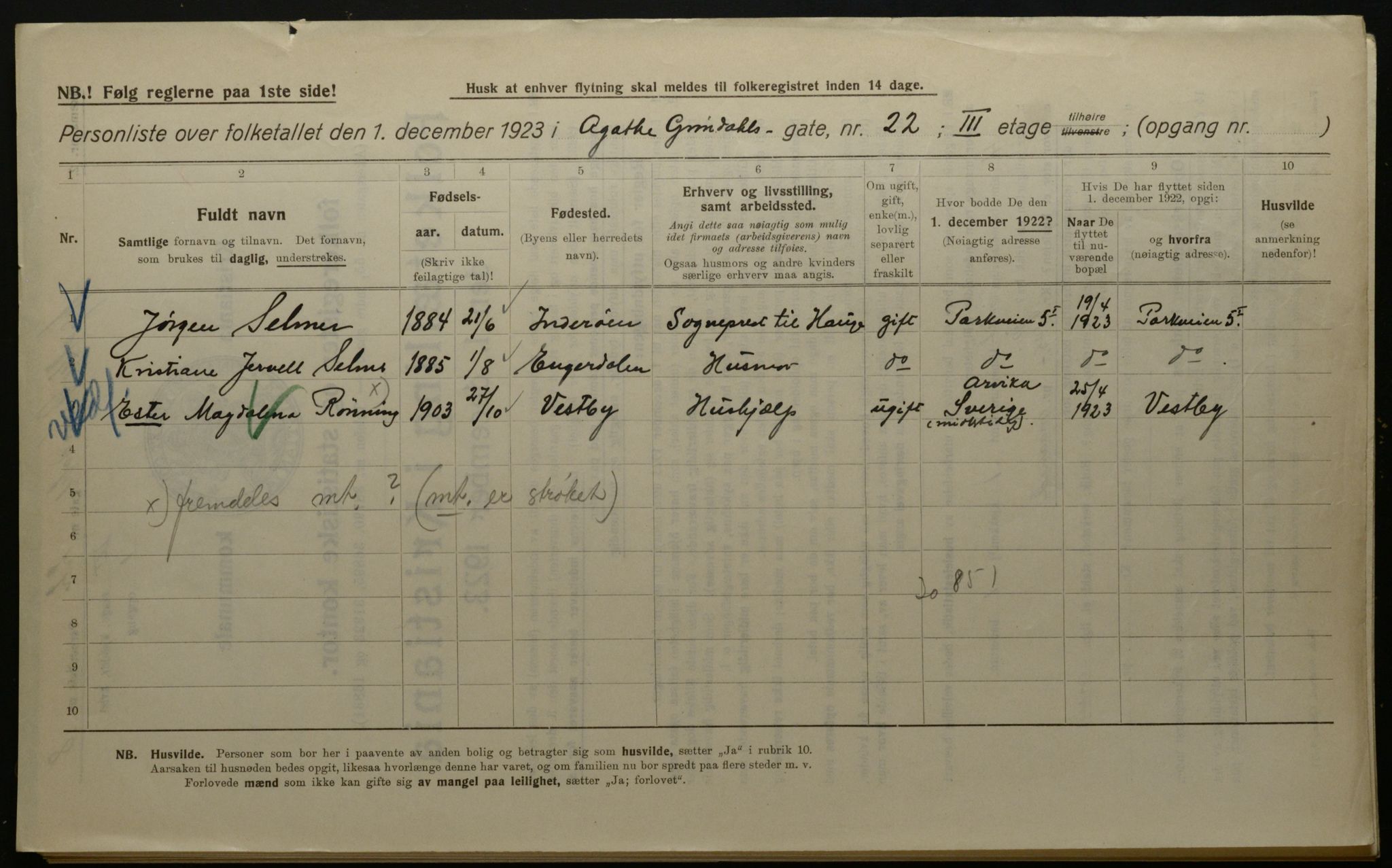 OBA, Kommunal folketelling 1.12.1923 for Kristiania, 1923, s. 350