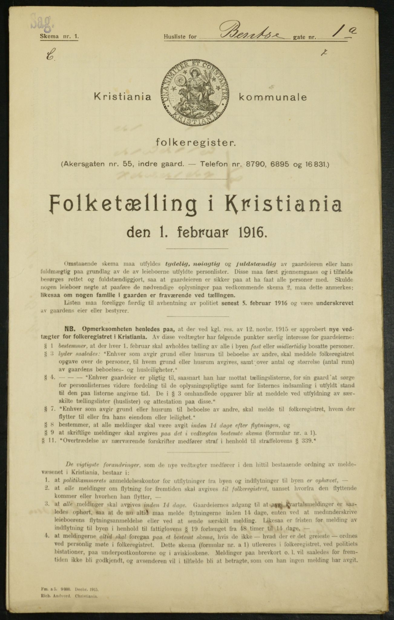 OBA, Kommunal folketelling 1.2.1916 for Kristiania, 1916, s. 3562