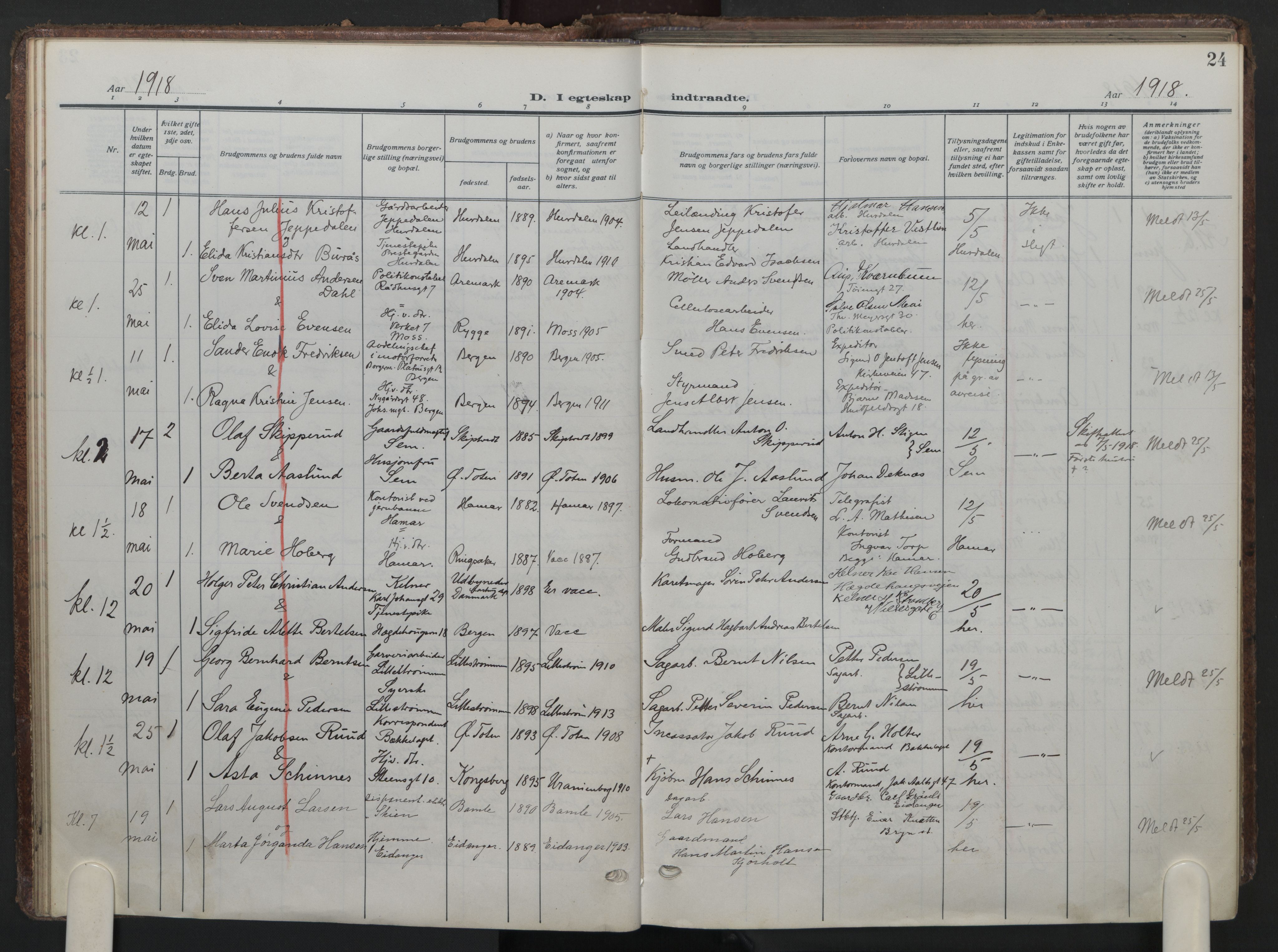 Oslo domkirke Kirkebøker, AV/SAO-A-10752/G/Ga/L0004: Klokkerbok nr. 4, 1917-1926, s. 24