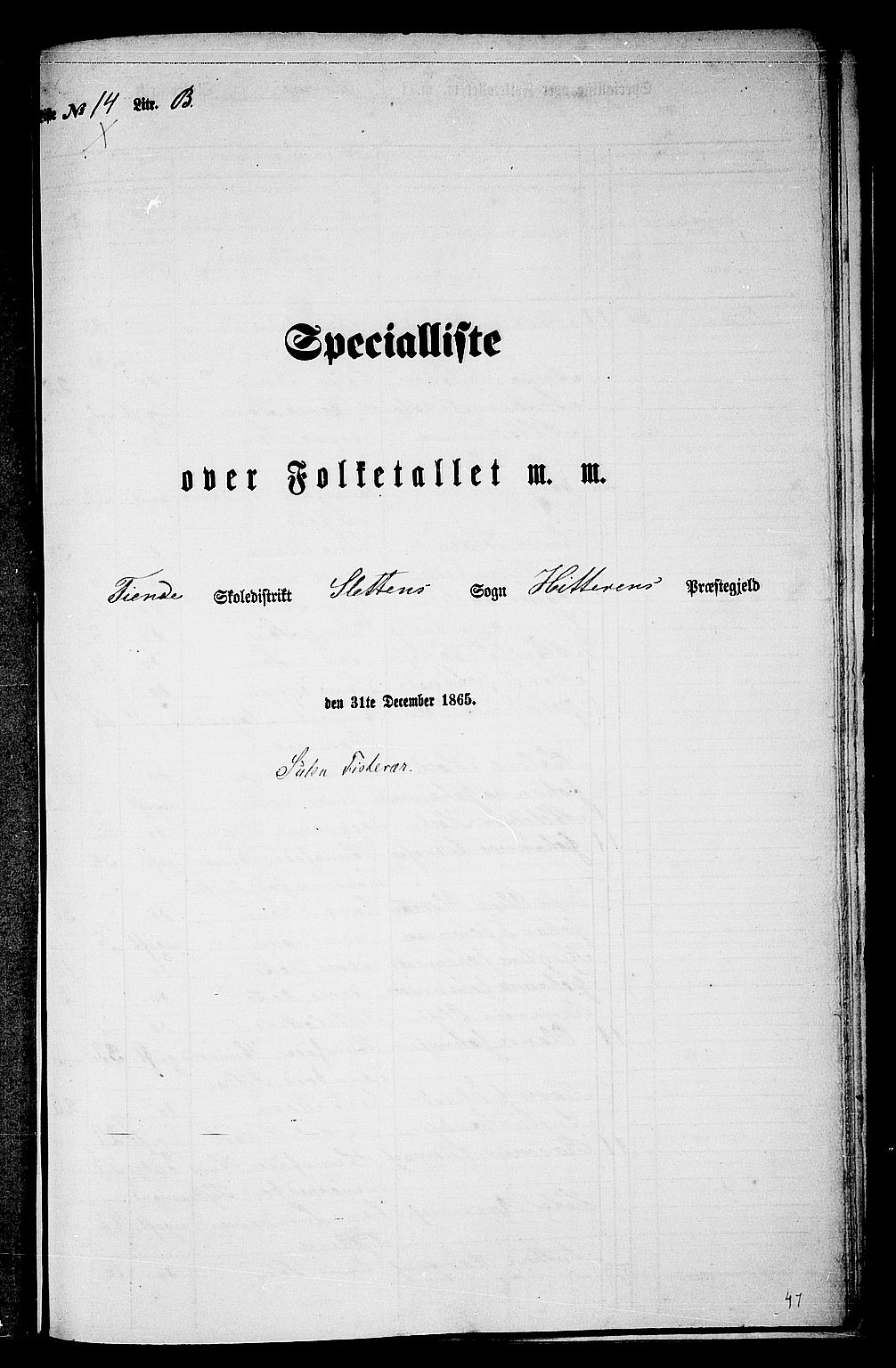 RA, Folketelling 1865 for 1617P Hitra prestegjeld, 1865, s. 271