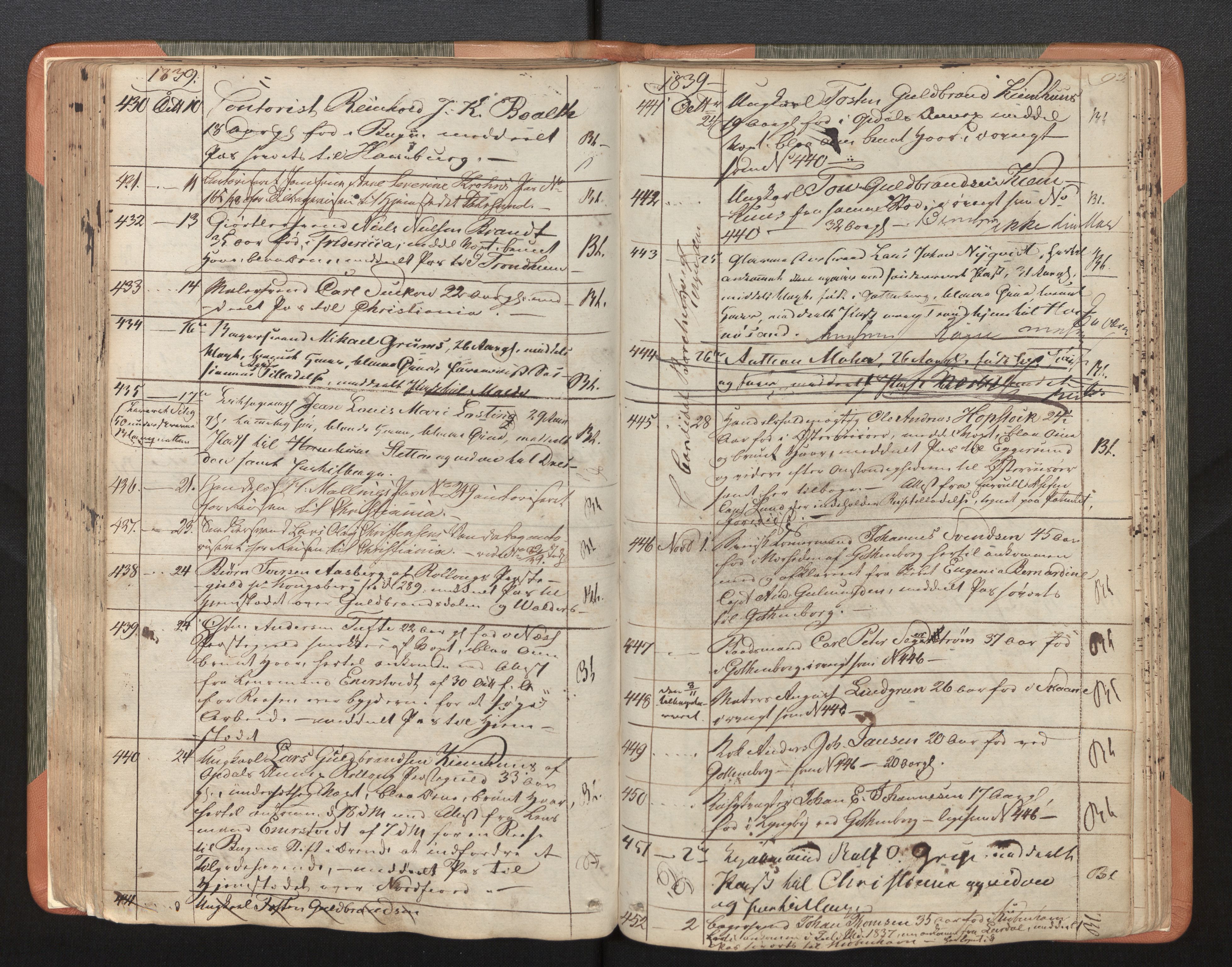 Bergen politikammer / politidistrikt, AV/SAB-A-60401/L/La/Lab/L0003: Passprotokoll, 1836-1842, s. 93
