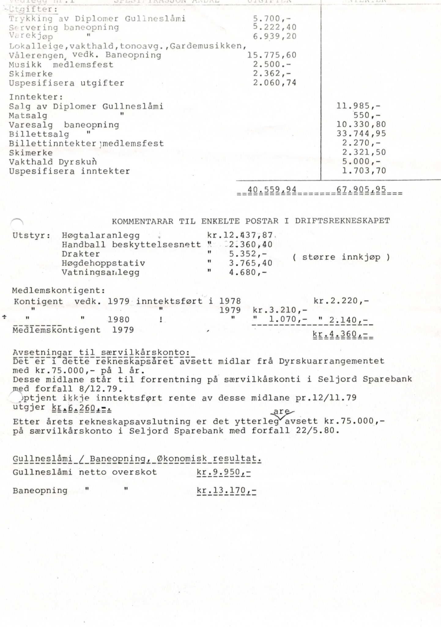 Seljord Idrettslag, VTM/A-1034/A/Ab/L0001: Årsmeldingar, 1979