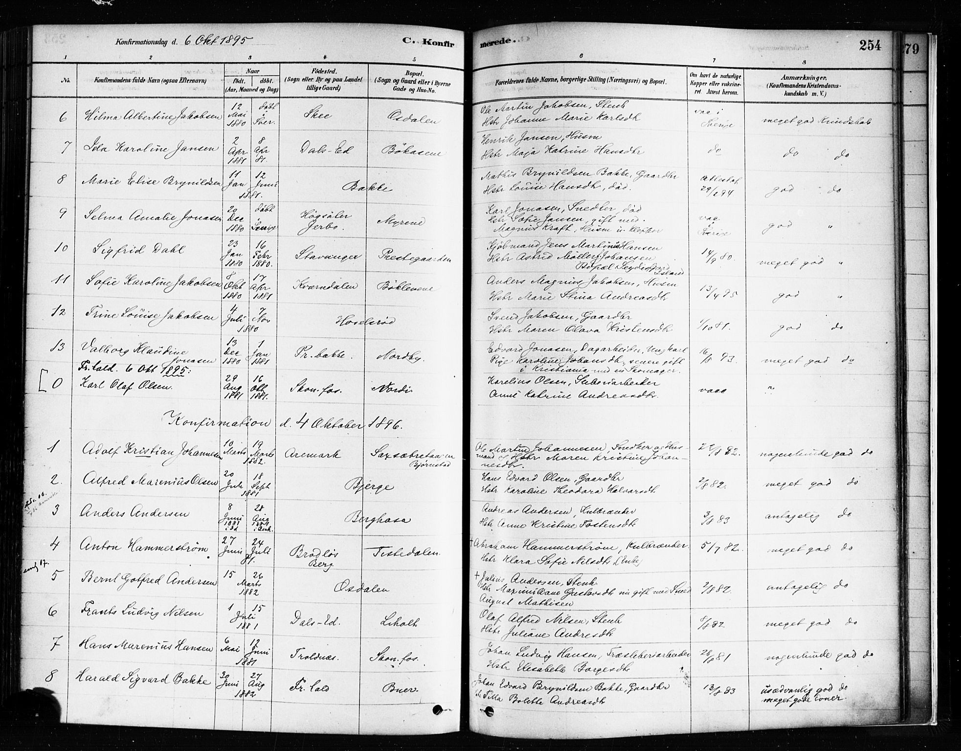 Idd prestekontor Kirkebøker, SAO/A-10911/F/Fc/L0006a: Ministerialbok nr. III 6A, 1878-1903, s. 254