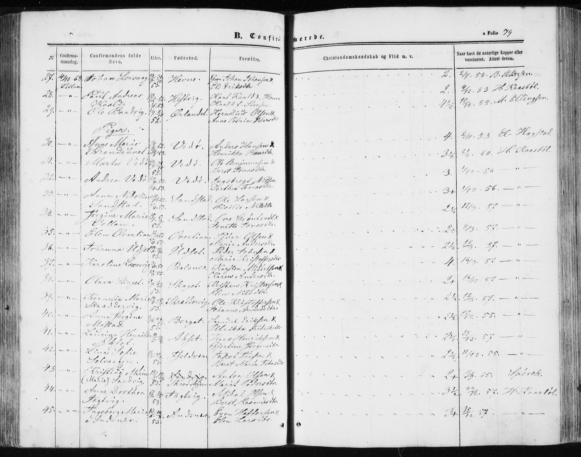 Ministerialprotokoller, klokkerbøker og fødselsregistre - Sør-Trøndelag, SAT/A-1456/634/L0531: Ministerialbok nr. 634A07, 1861-1870, s. 79