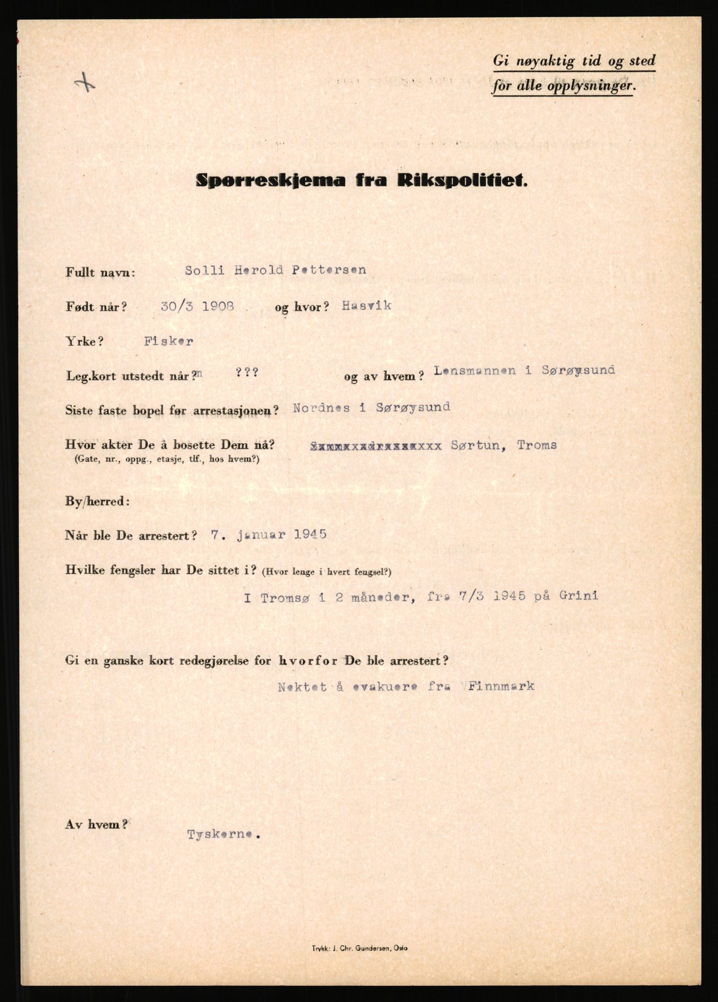 Rikspolitisjefen, AV/RA-S-1560/L/L0014: Pettersen, Aksel - Savosnick, Ernst, 1940-1945, s. 141