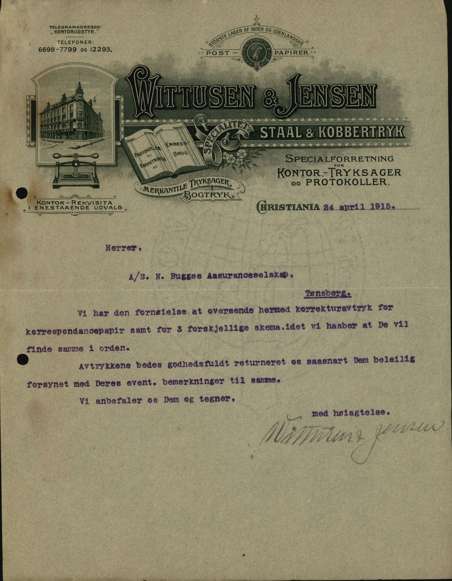 Pa 664 - Tønsberg Sjøforsikringsselskap, VEMU/A-1773/D/Da/L0001: Mai - November
Oscar Aalborg, 1915