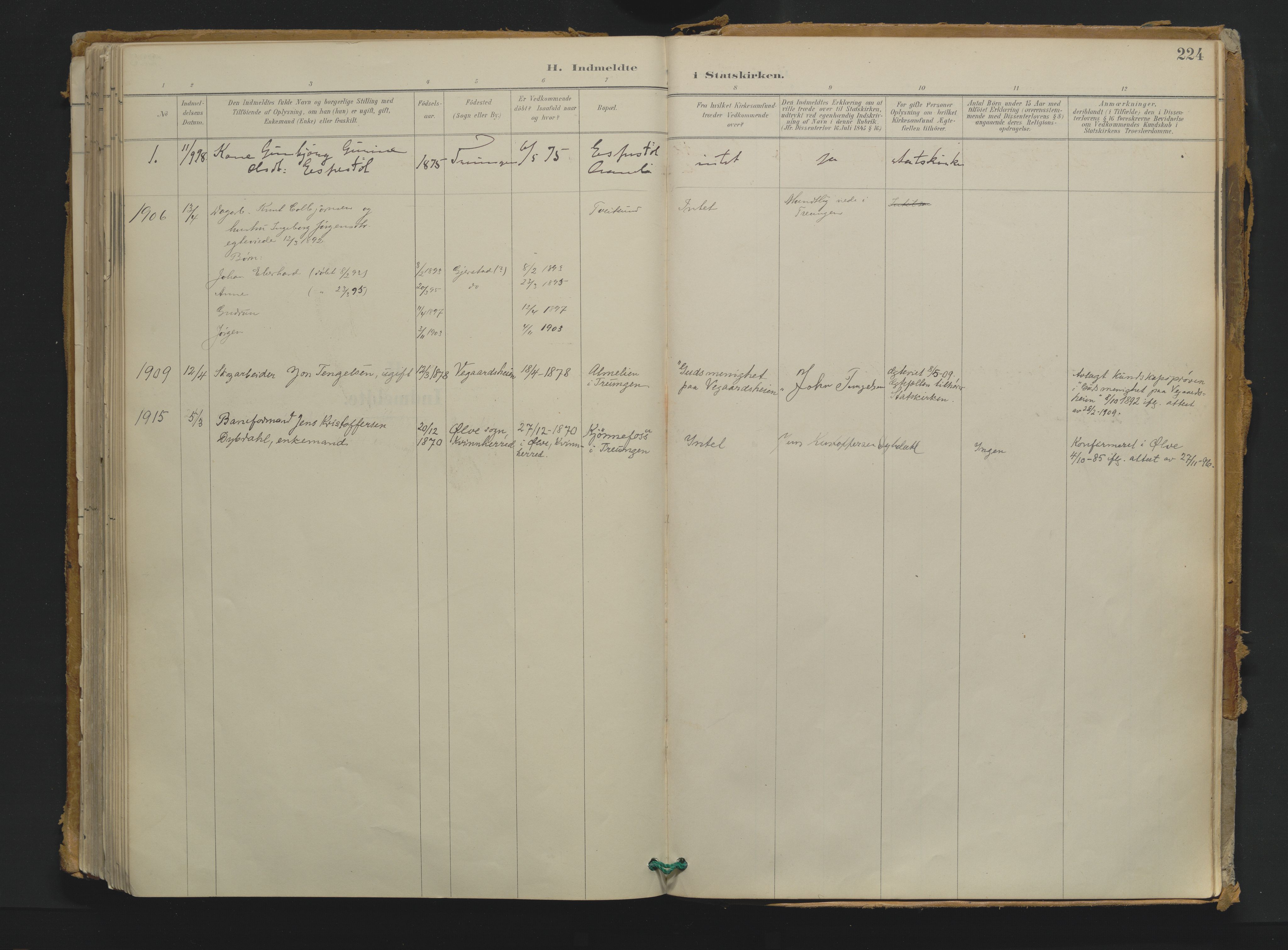 Nissedal kirkebøker, AV/SAKO-A-288/F/Fb/L0002: Ministerialbok nr. II 2, 1887-1924, s. 224