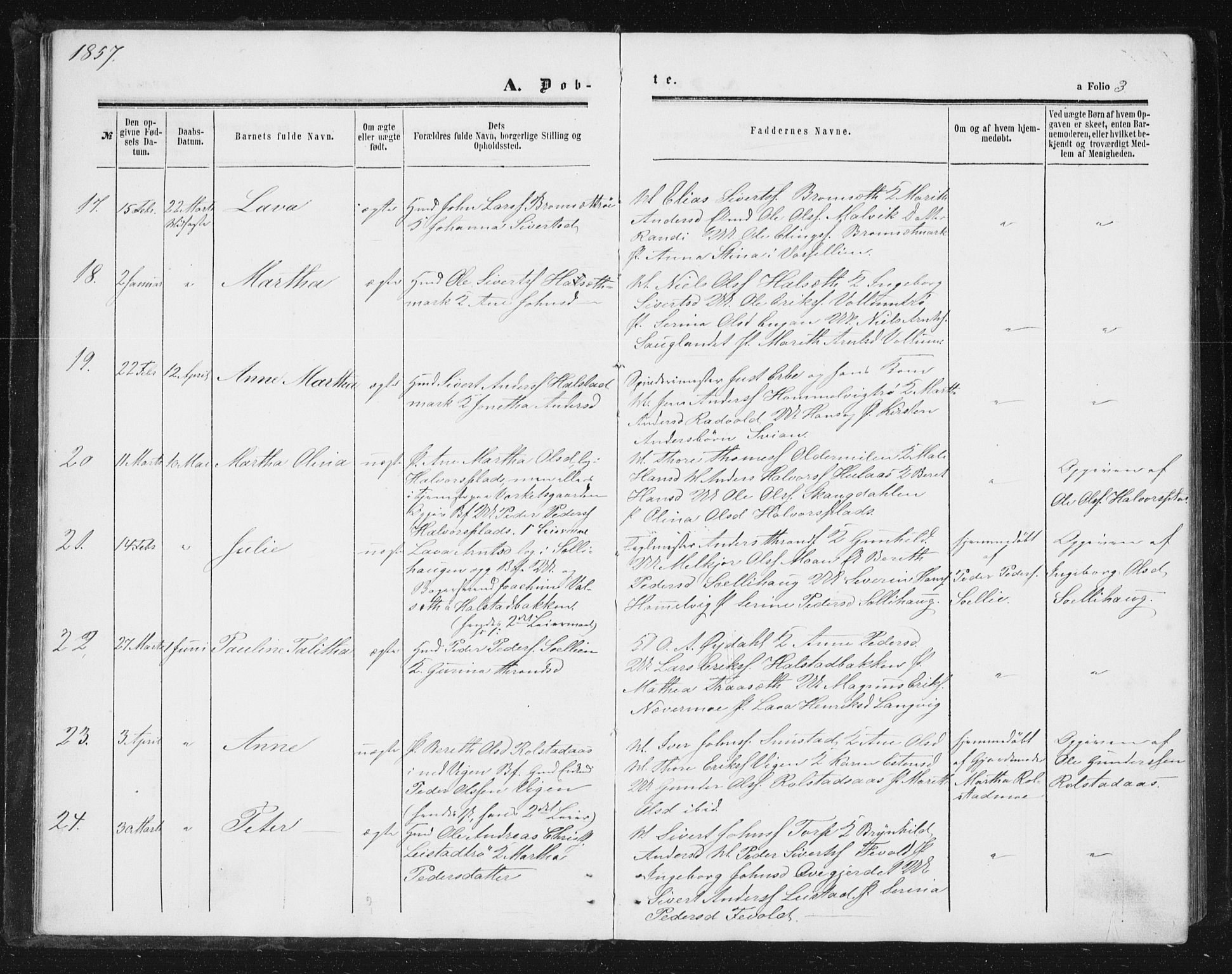Ministerialprotokoller, klokkerbøker og fødselsregistre - Sør-Trøndelag, AV/SAT-A-1456/616/L0408: Ministerialbok nr. 616A05, 1857-1865, s. 3