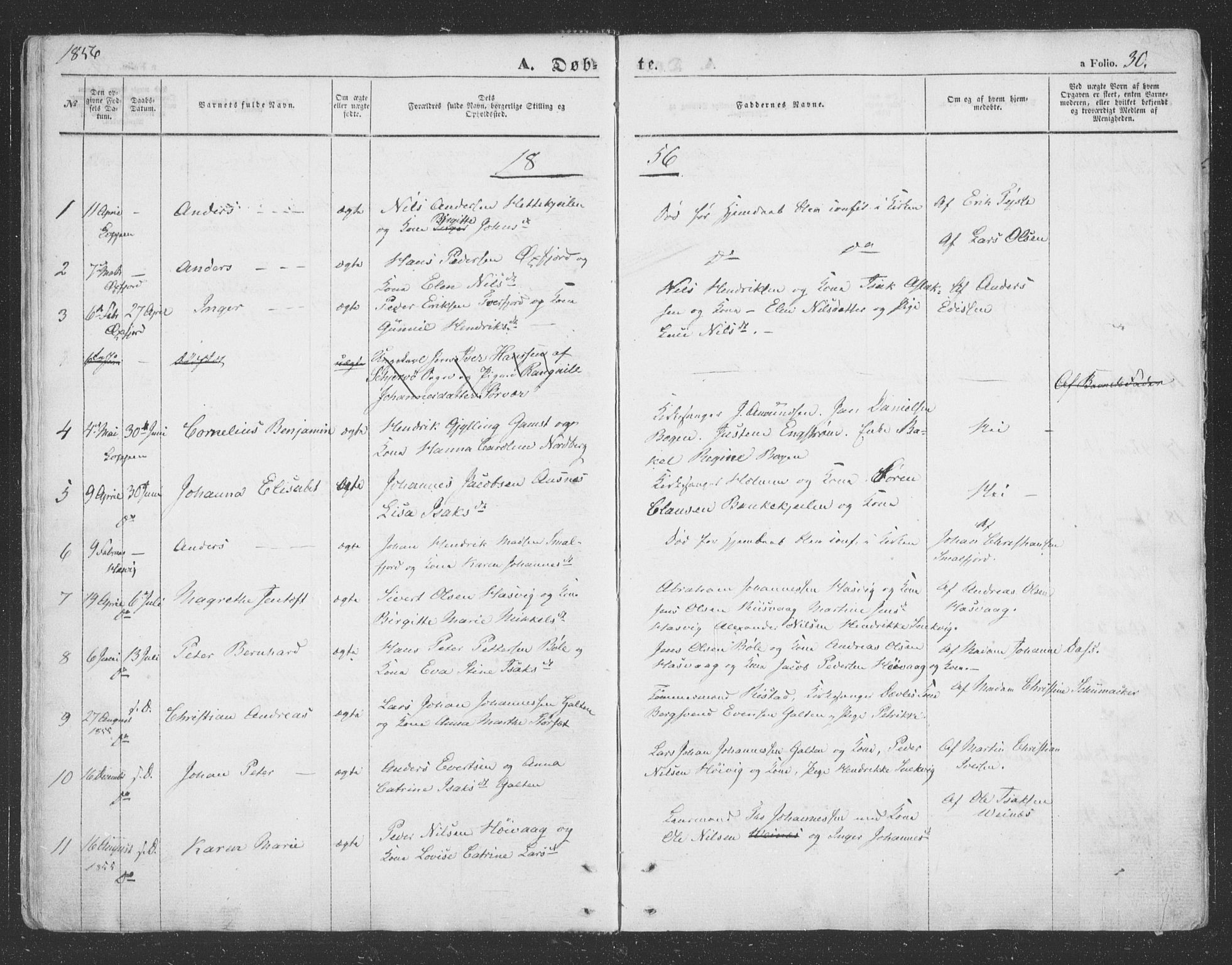 Loppa sokneprestkontor, AV/SATØ-S-1339/H/Ha/L0004kirke: Ministerialbok nr. 4, 1849-1868, s. 30
