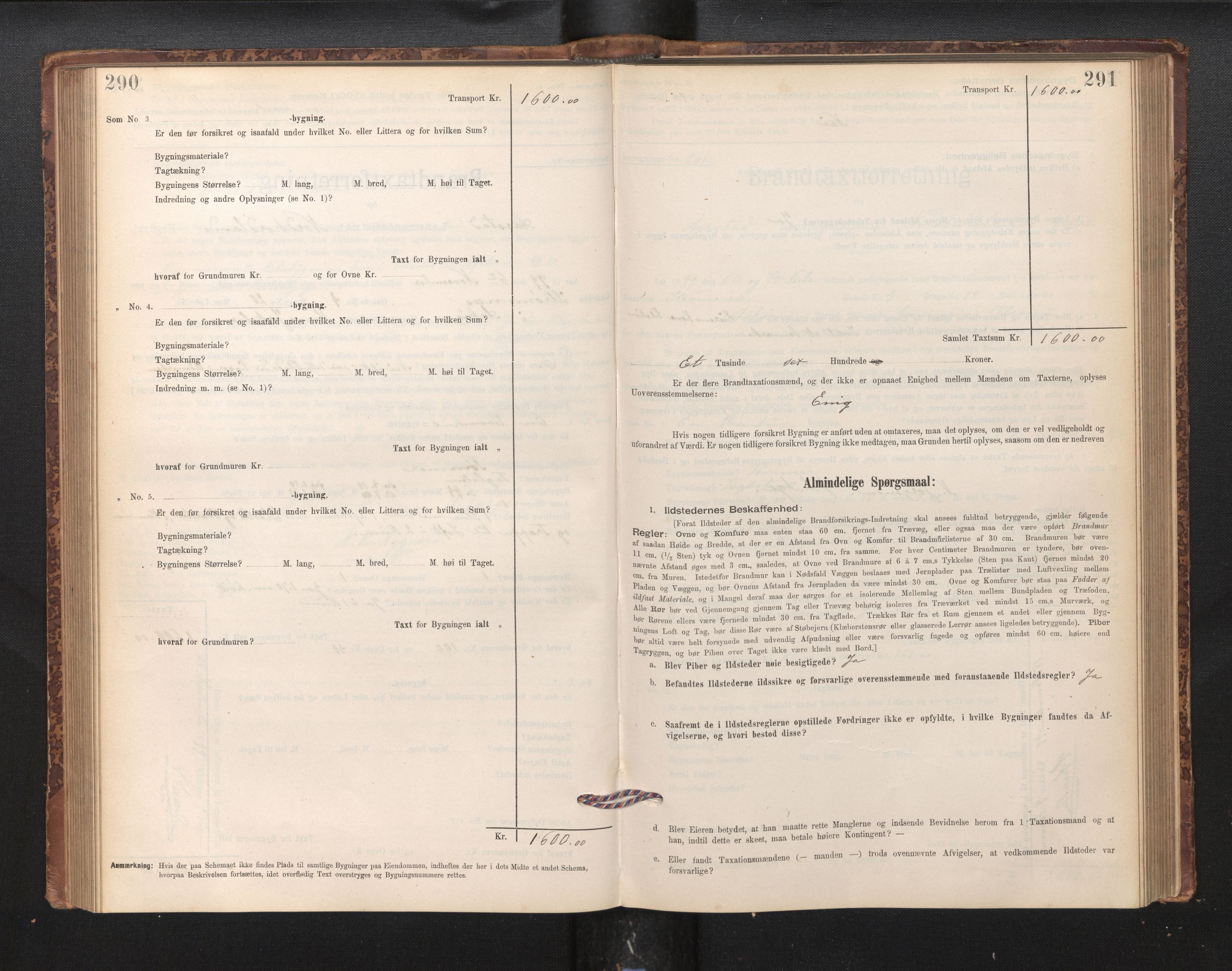 Lensmannen i Årstad, AV/SAB-A-36201/0012/L0011: Branntakstprotokoll,skjematakst, 1895-1901, s. 290-291