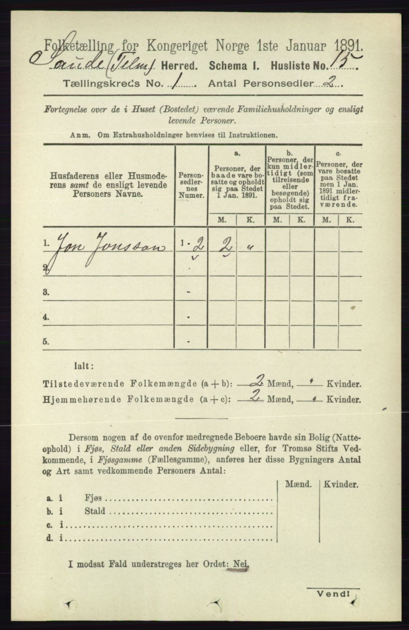 RA, Folketelling 1891 for 0822 Sauherad herred, 1891, s. 48