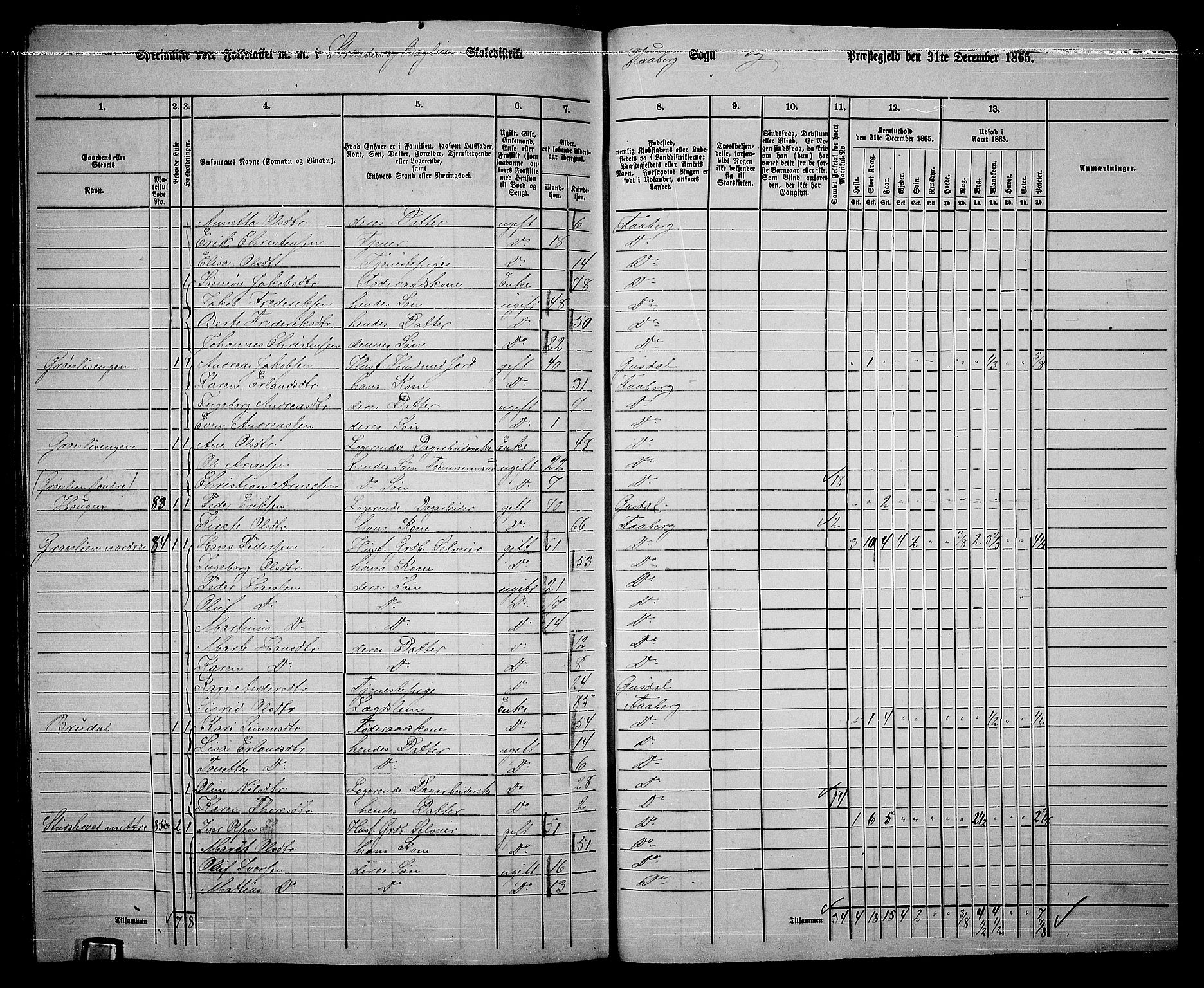 RA, Folketelling 1865 for 0524L Fåberg prestegjeld, Fåberg sokn og Lillehammer landsokn, 1865, s. 256