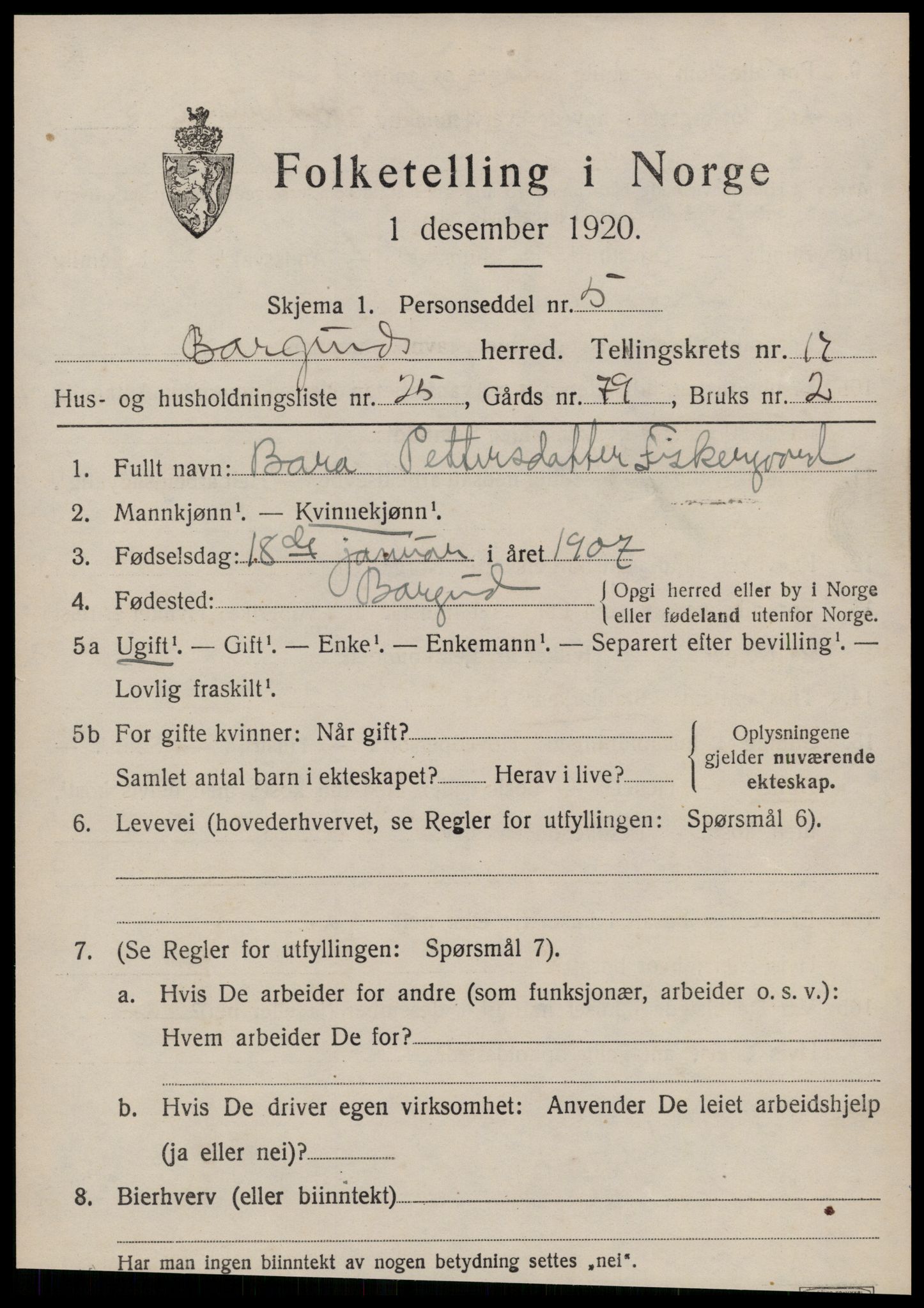 SAT, Folketelling 1920 for 1531 Borgund herred, 1920, s. 12912