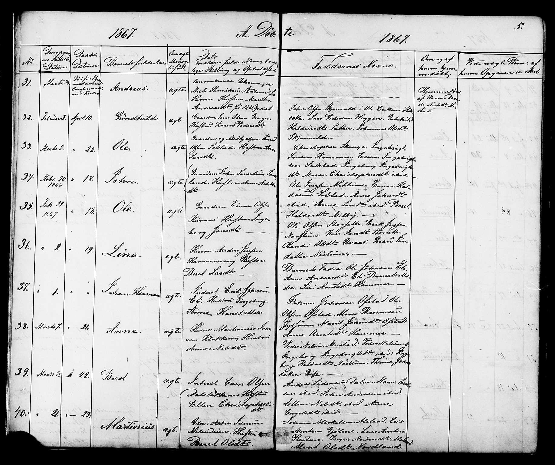 Ministerialprotokoller, klokkerbøker og fødselsregistre - Sør-Trøndelag, AV/SAT-A-1456/665/L0777: Klokkerbok nr. 665C02, 1867-1915, s. 5